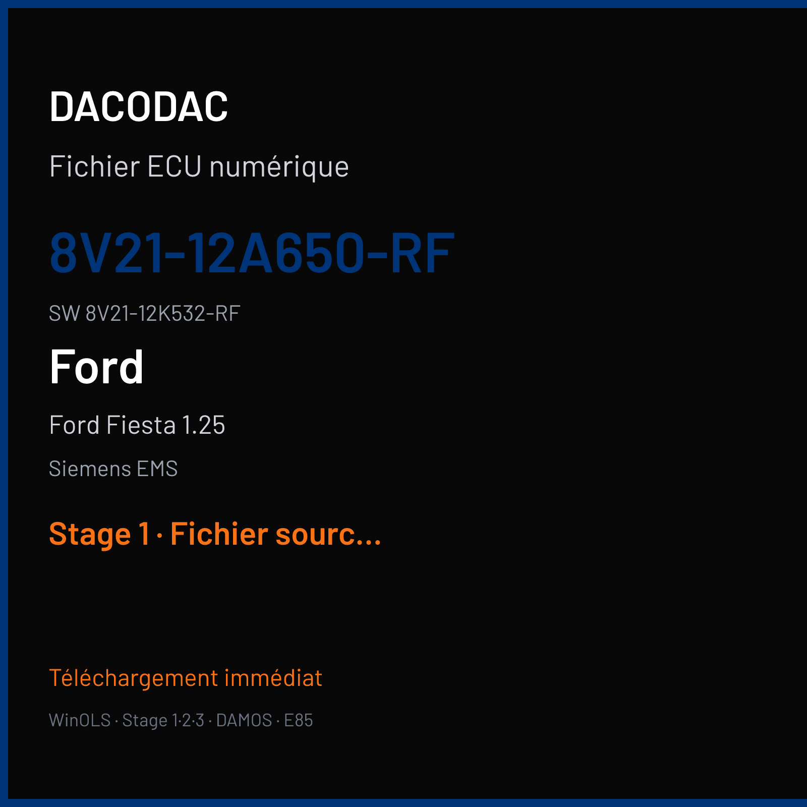 Ford Fiesta 1.25 (2009) — Siemens EMS — 8V21-12A650-RF · 8V21-12K532-RF — Stage 1