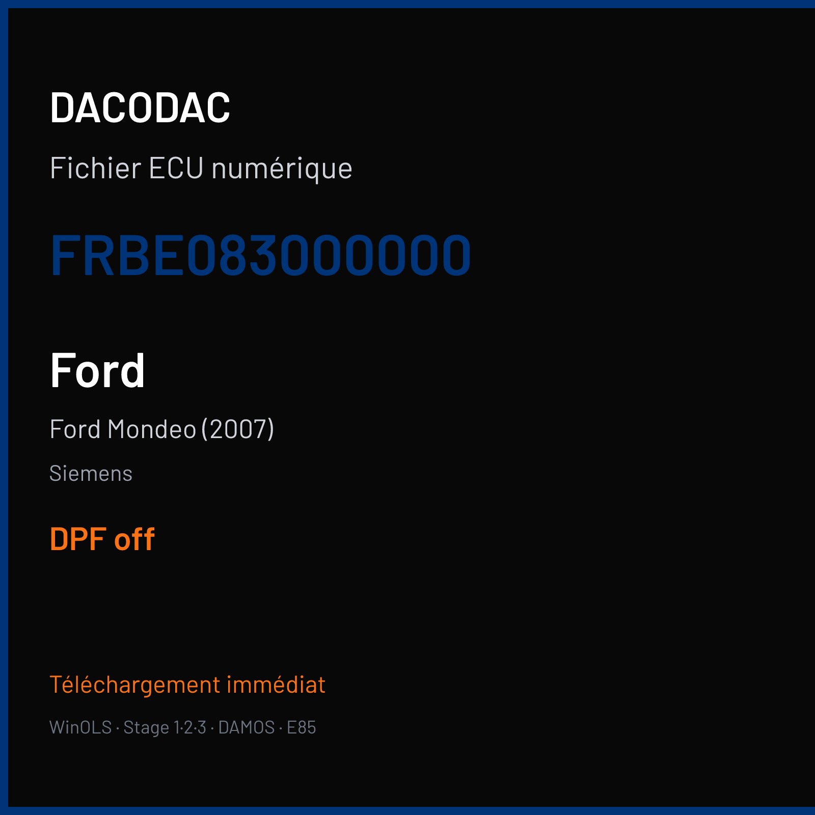 Ford Mondeo (2007) (2007) — Siemens — FRBE083000000 — DPF off