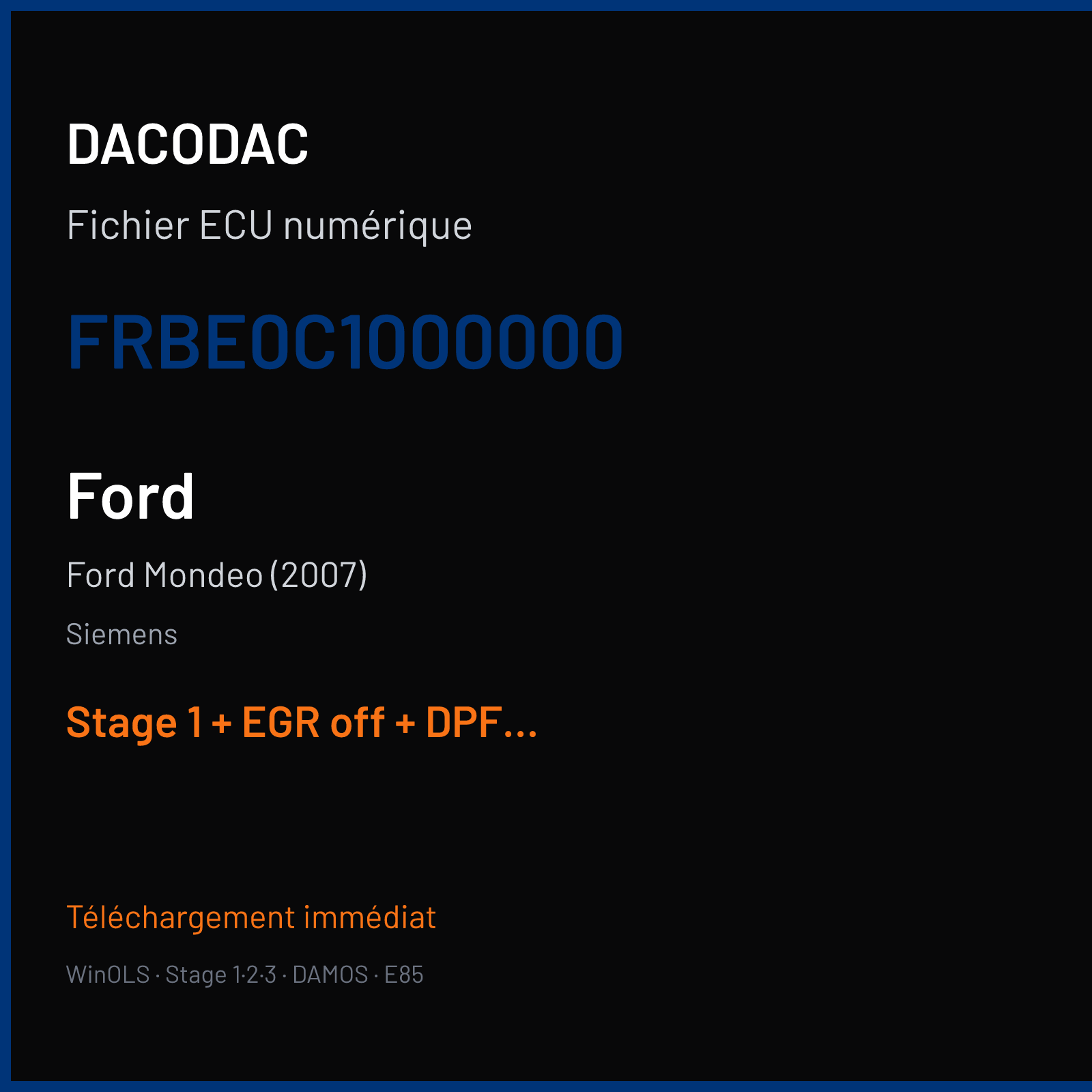 Ford Mondeo (2007) (2008) — Siemens — FRBE0C1000000 — Stage 1 + EGR off + DPF off