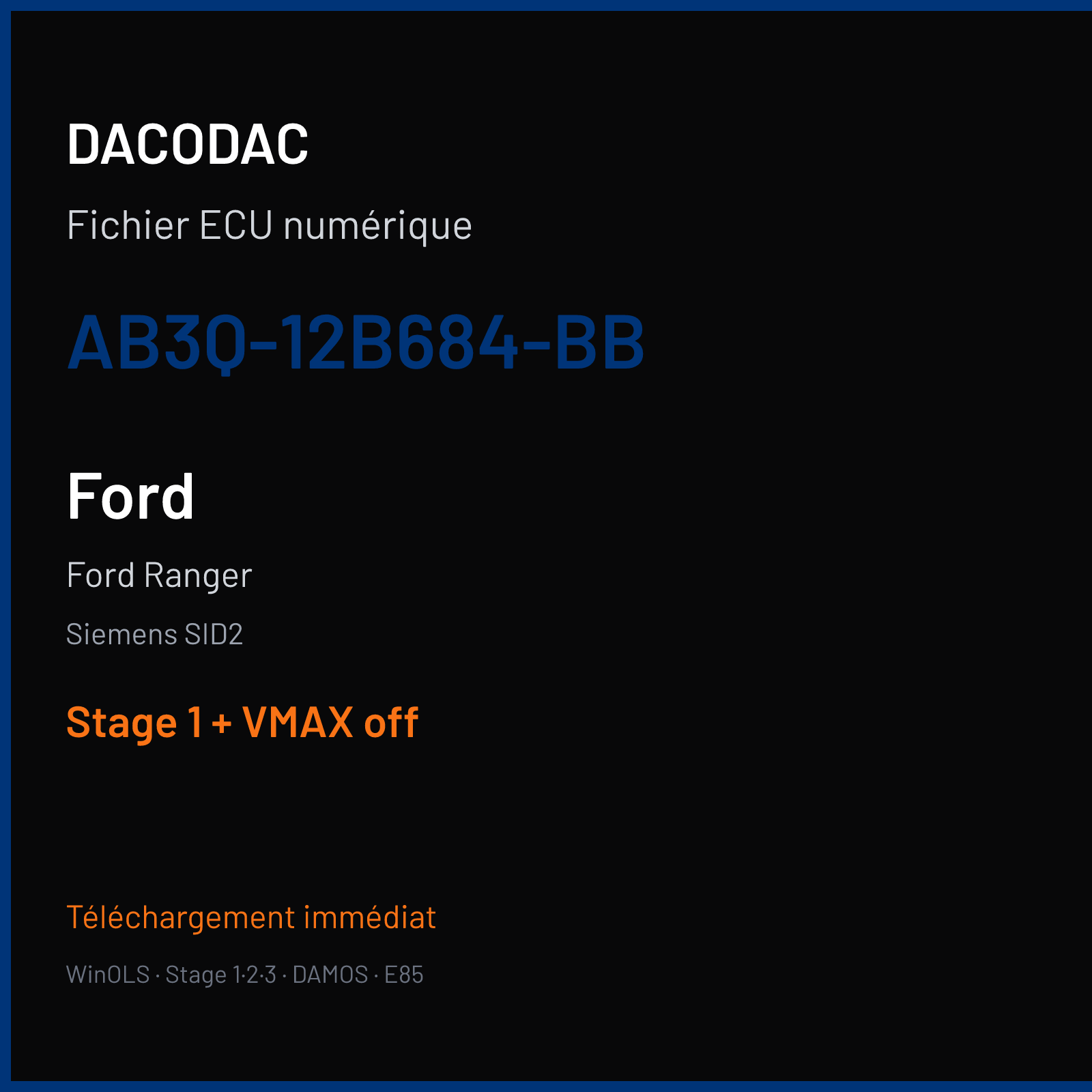 Ford Ranger (2014) — Siemens SID2 — AB3Q-12B684-BB — Stage 1 + VMAX off