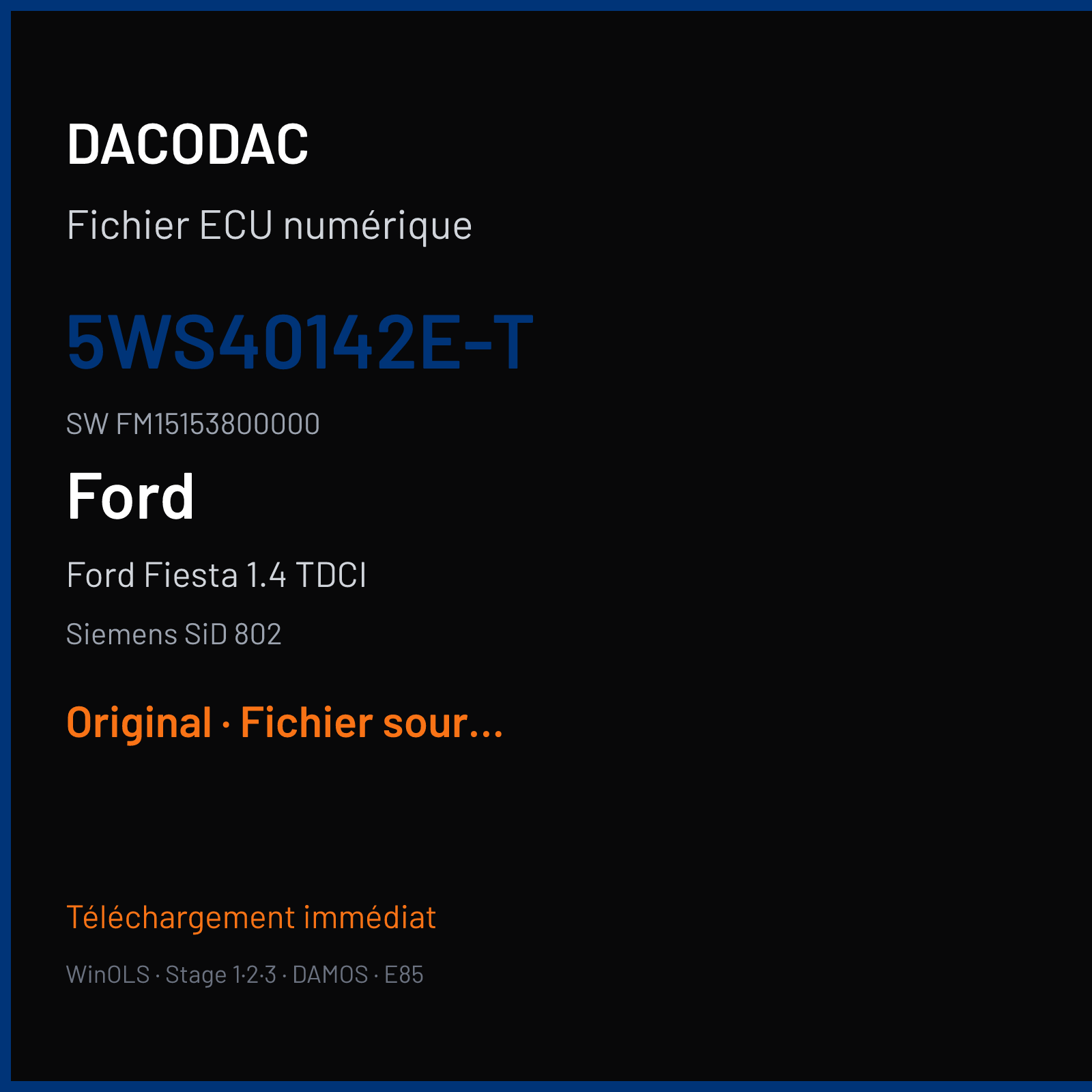 Ford Fiesta 1.4 TDCI (2005) — Siemens SiD 802 — 5WS40142E-T · FM15153800000 — Original