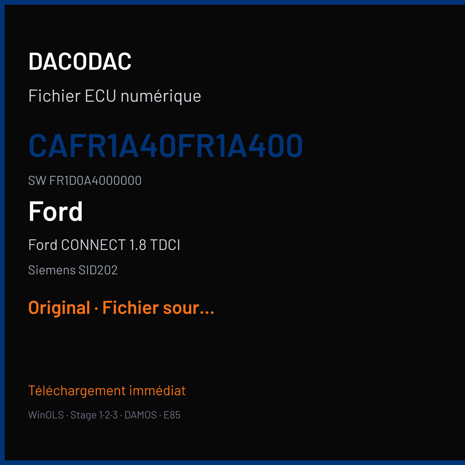 Ford Connect 1.8 TDCI (2007) — Siemens SID202 — CAFR1A40FR1A400 · FR1D0A4000000 — Original