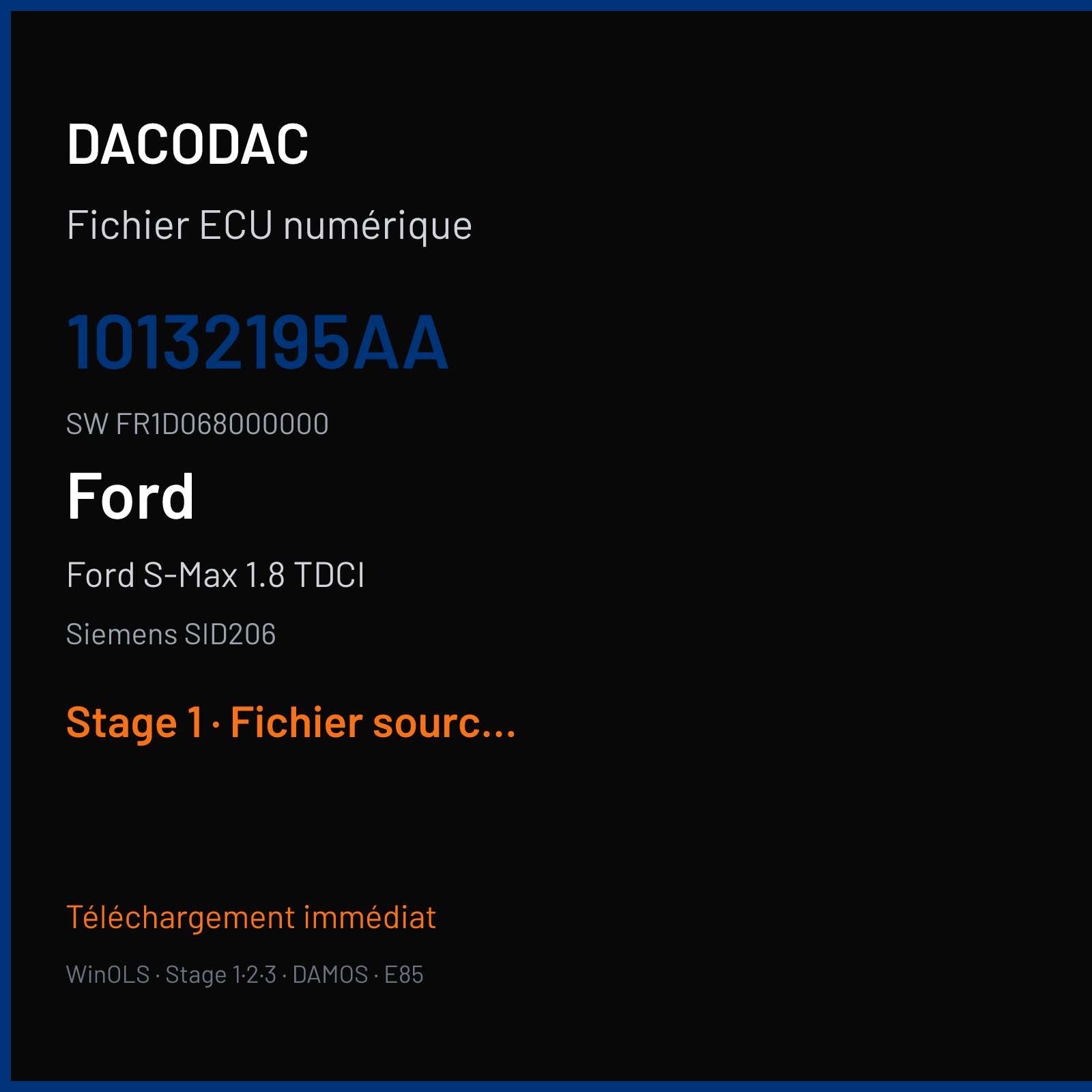 Ford S-Max 1.8 TDCI (2008) — Siemens SID206 — 10132195AA · FR1D068000000 — Stage 1