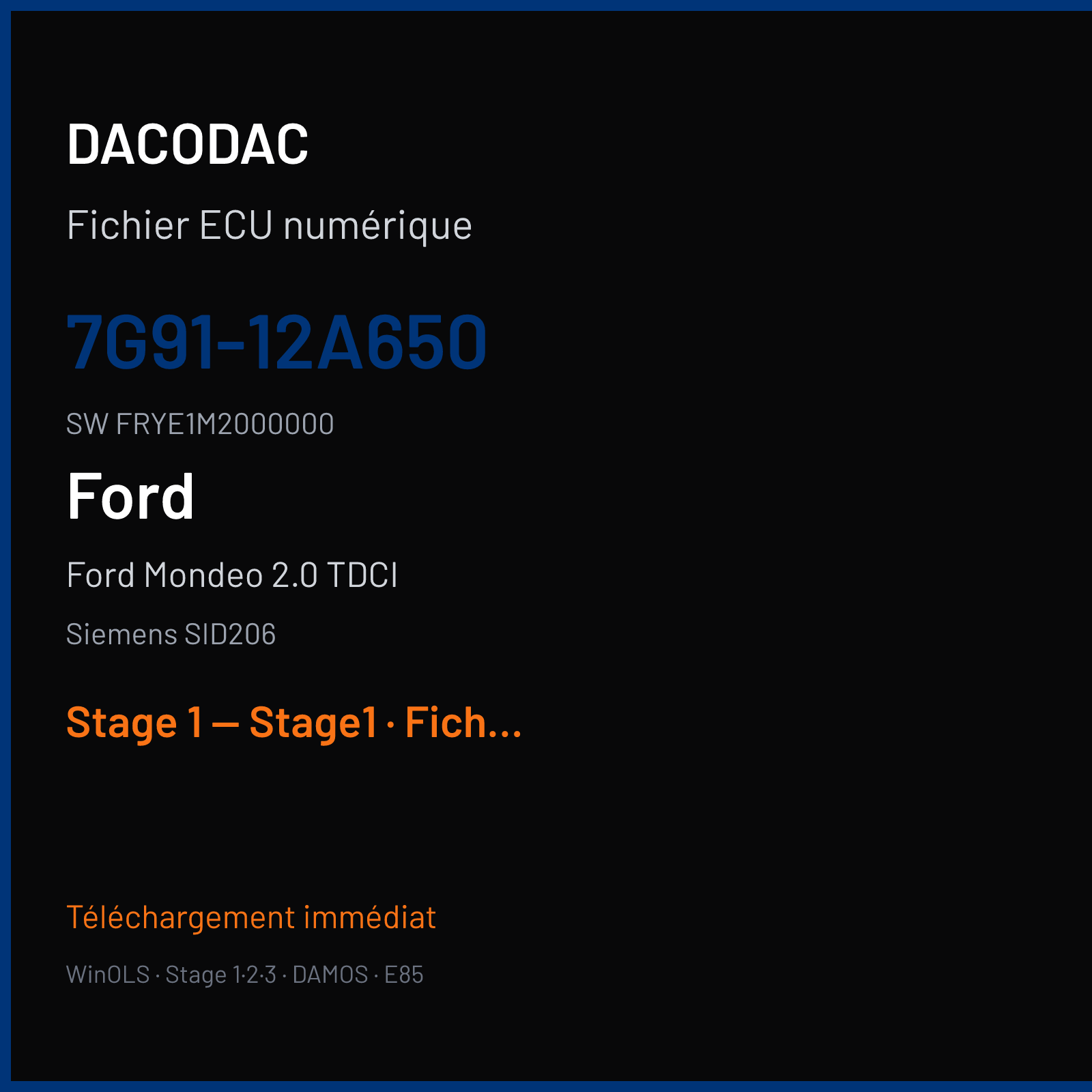Ford Mondeo 2.0 TDCI (2008) — Siemens SID206 — 7G91-12A650 · FRYE1M2000000 — Stage 1 — Stage1
