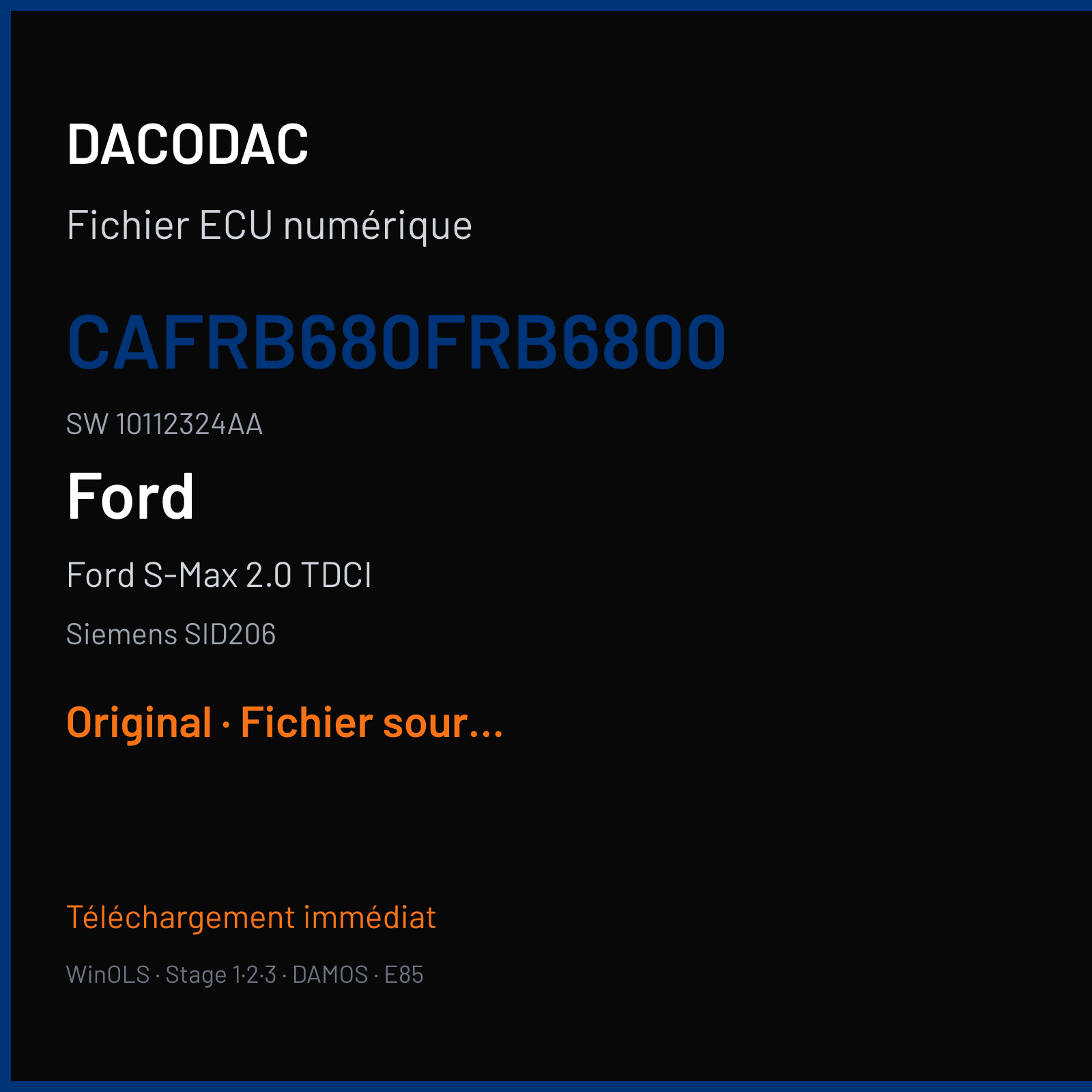Ford S-Max 2.0 TDCI (2007) — Siemens SID206 — CAFRB680FRB6800 · 10112324AA — Original