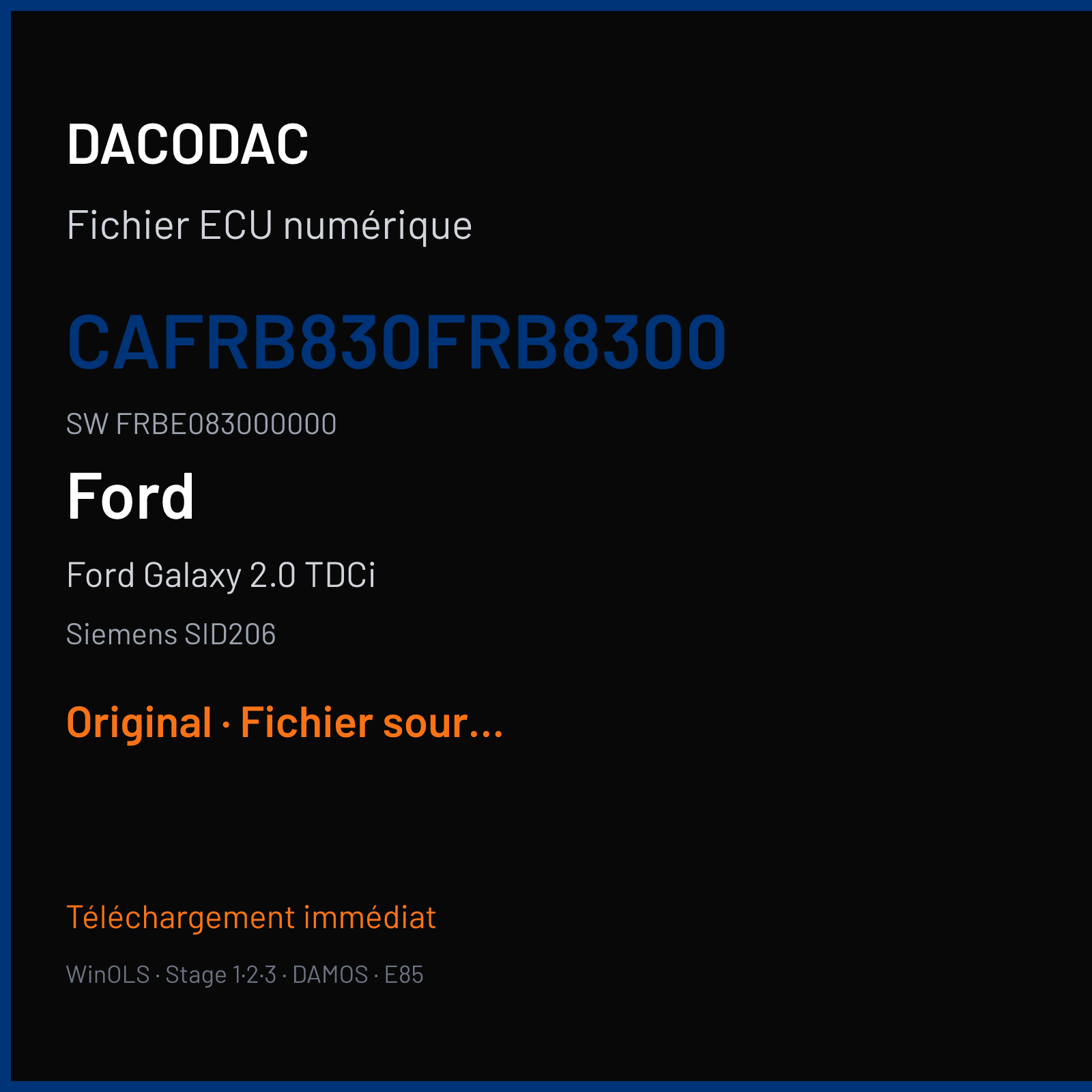 Ford Galaxy 2.0 TDCi — Siemens SID206 — CAFRB830FRB8300 · FRBE083000000 — Original