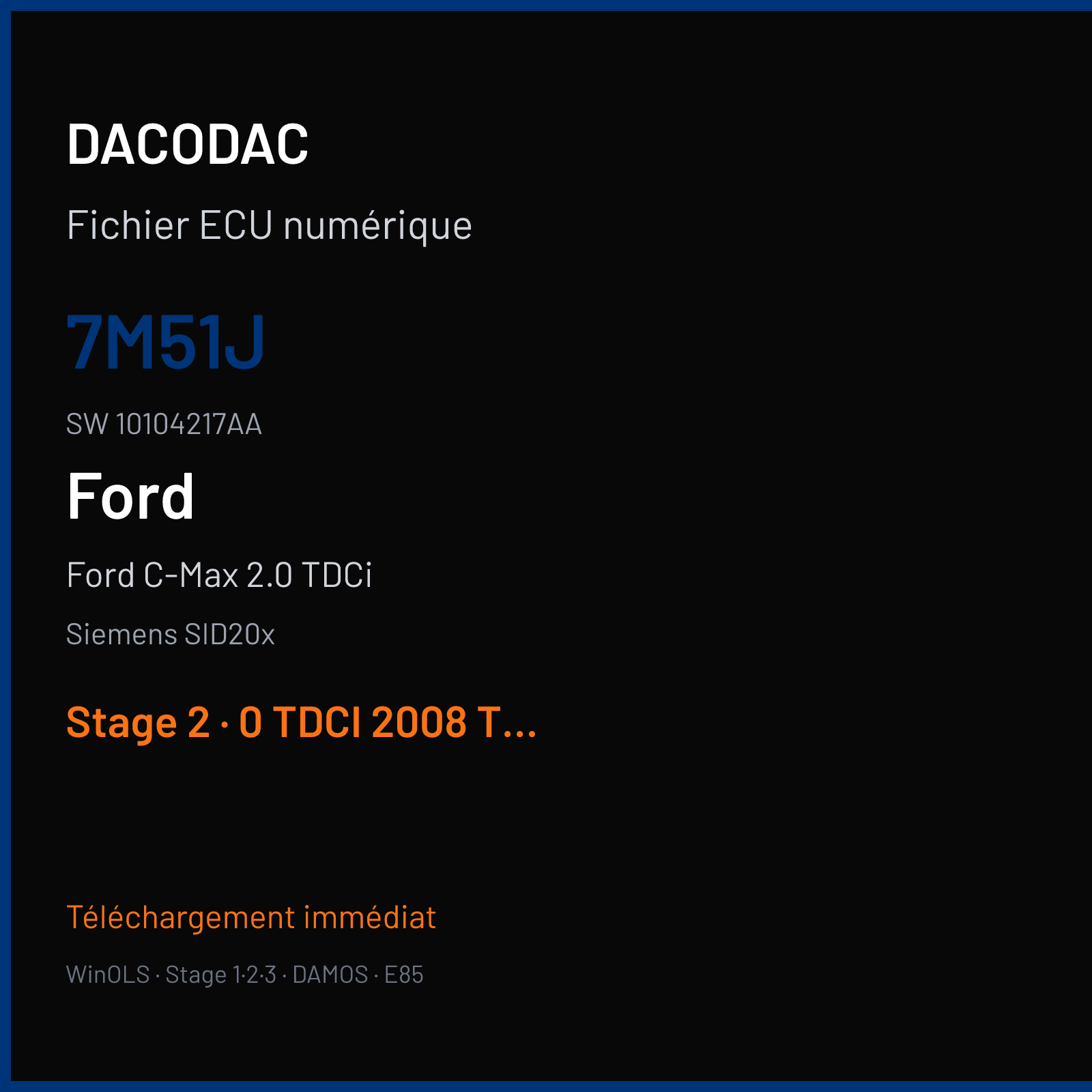 Ford C-Max 2.0 TDCi 136 ch (2008) — Siemens SID20x — 7M51J · 10104217AA · FO20040000000 — Stage 2