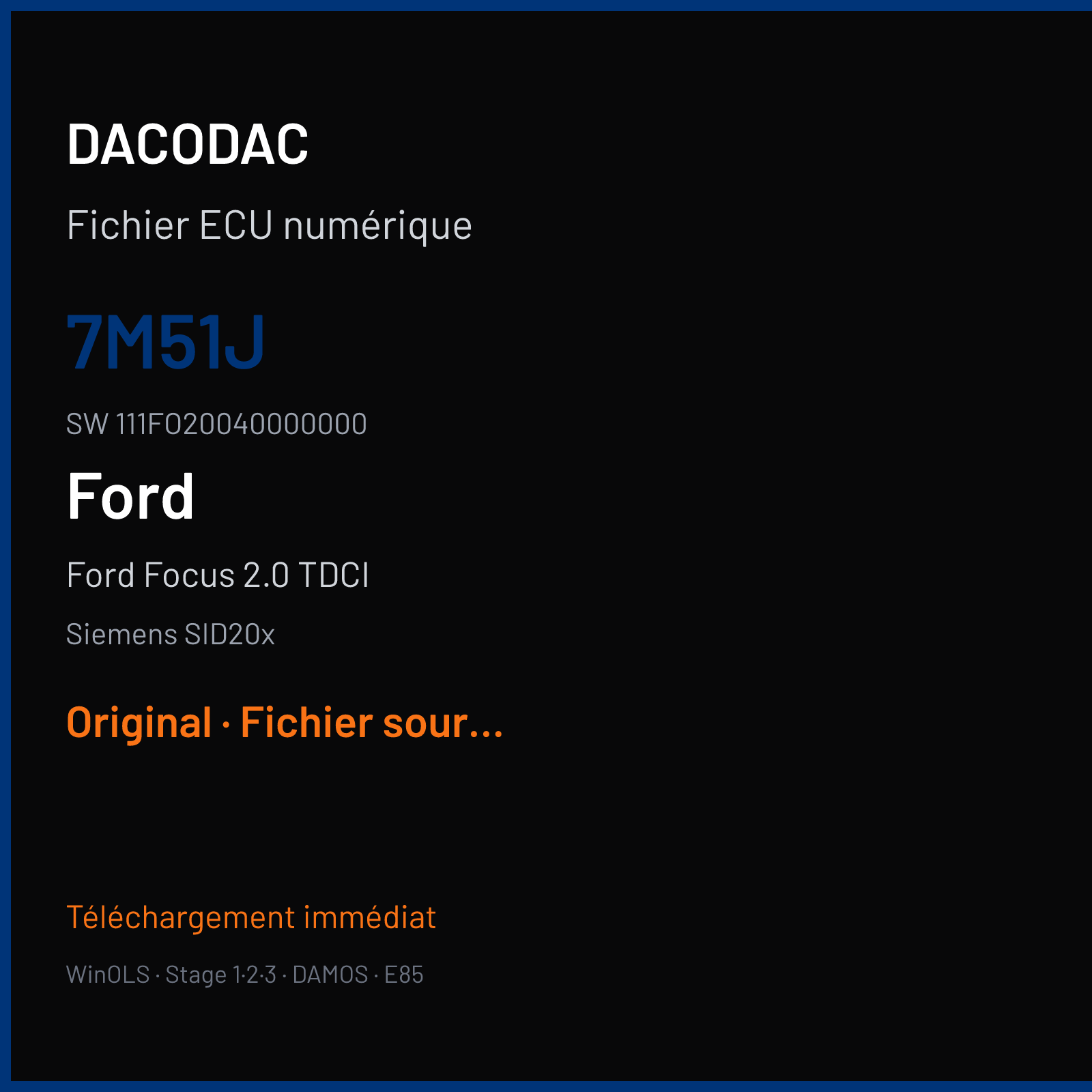 Ford Focus 2.0 TDCI (2007) — Siemens SID20x — 7M51J · 111FO20040000000 — Original