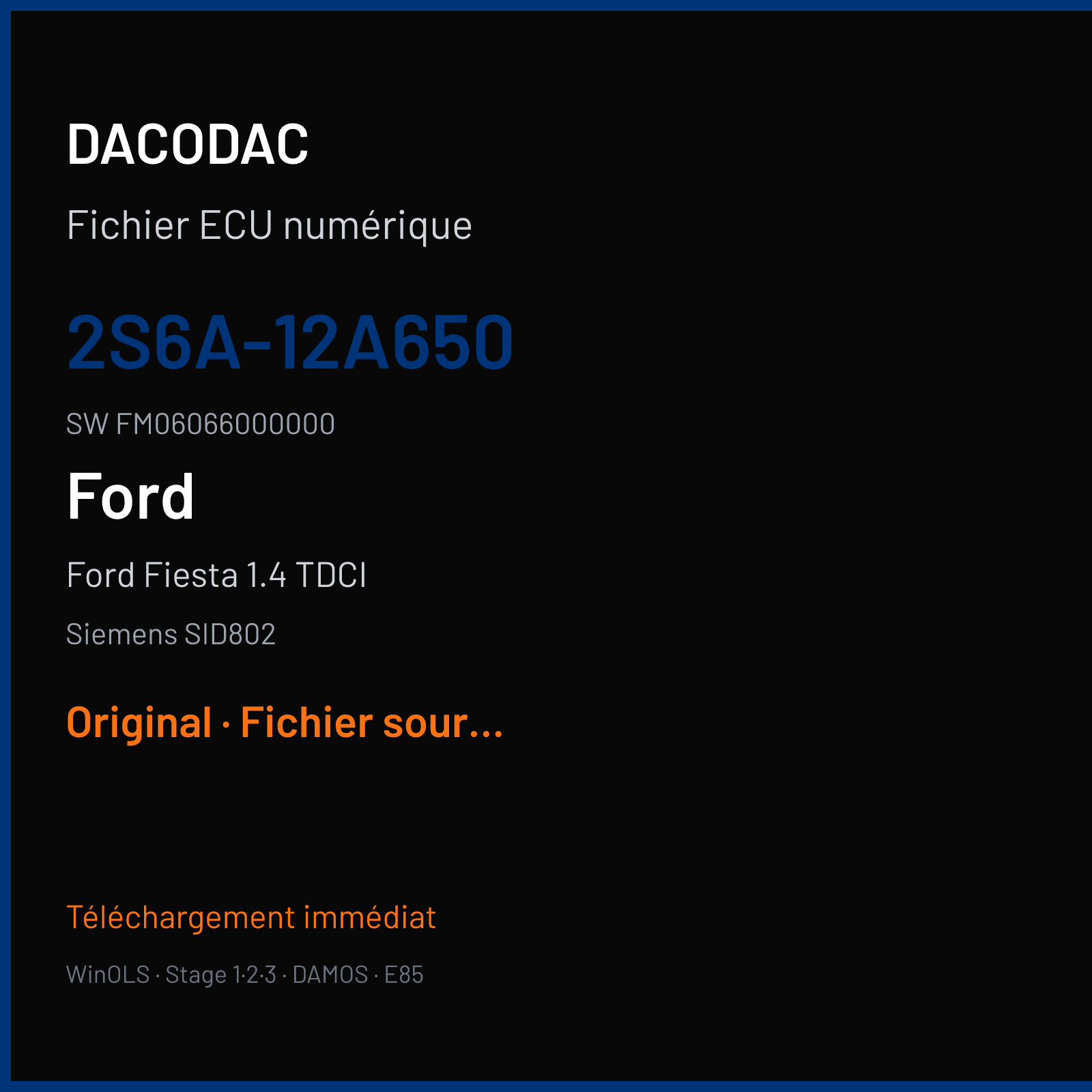 Ford Fiesta 1.4 TDCI (2002) — Siemens SID802 — 2S6A-12A650 · FM06066000000 — Original
