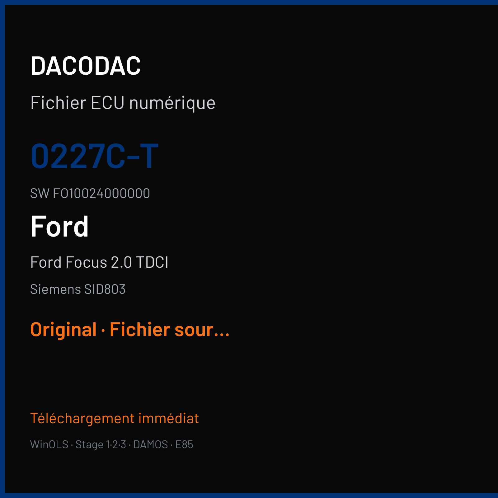 Ford Focus 2.0 TDCI (2004) — Siemens SID803 — 0227C-T · FO10024000000 — Original