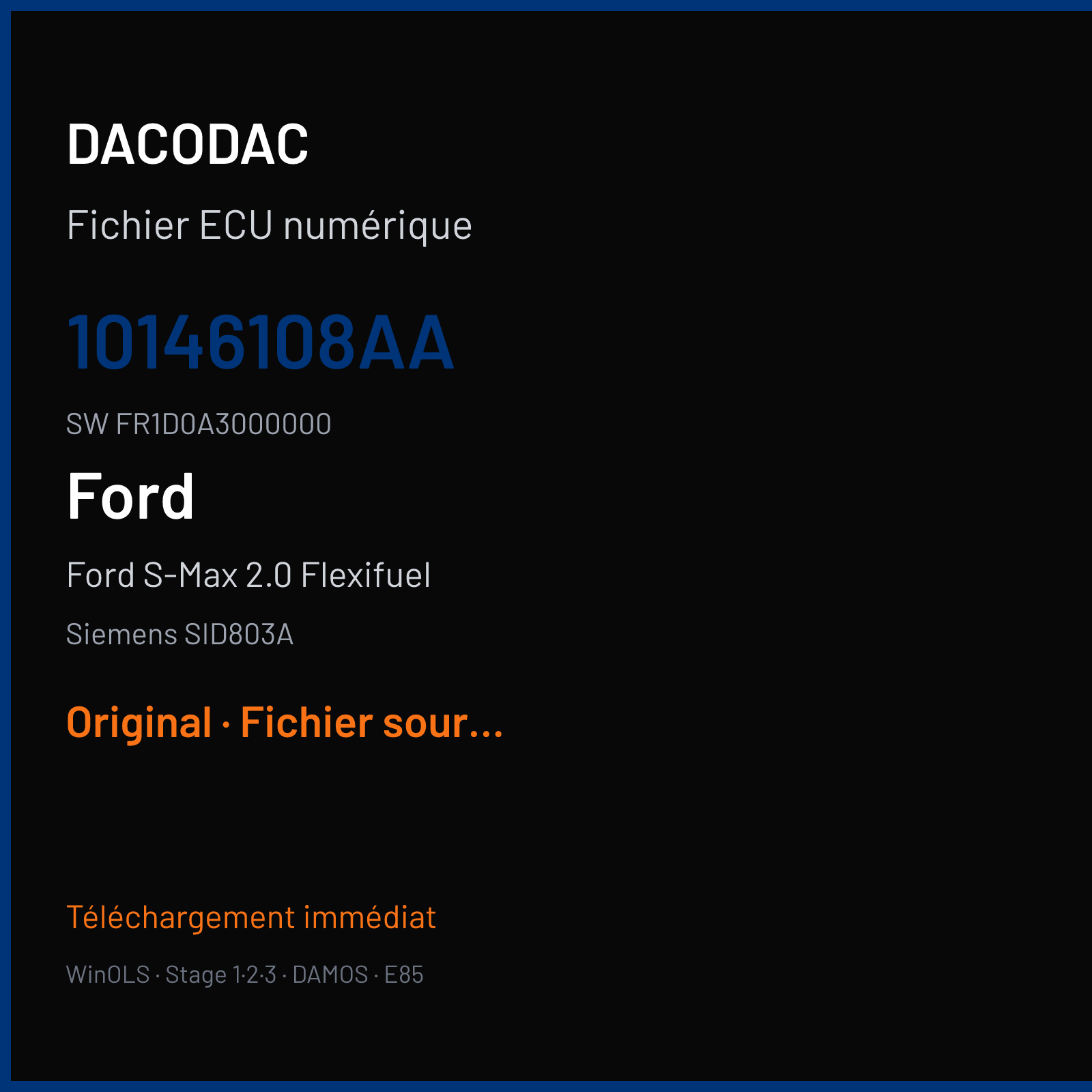 Ford S-Max 2.0 Flexifuel (2008) — Siemens SID803A — 10146108AA · FR1D0A3000000 — Original