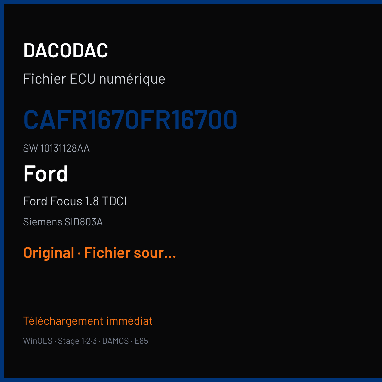 Ford Focus 1.8 TDCI (2008) — Siemens SID803A — CAFR1670FR16700 · 10131128AA — Original