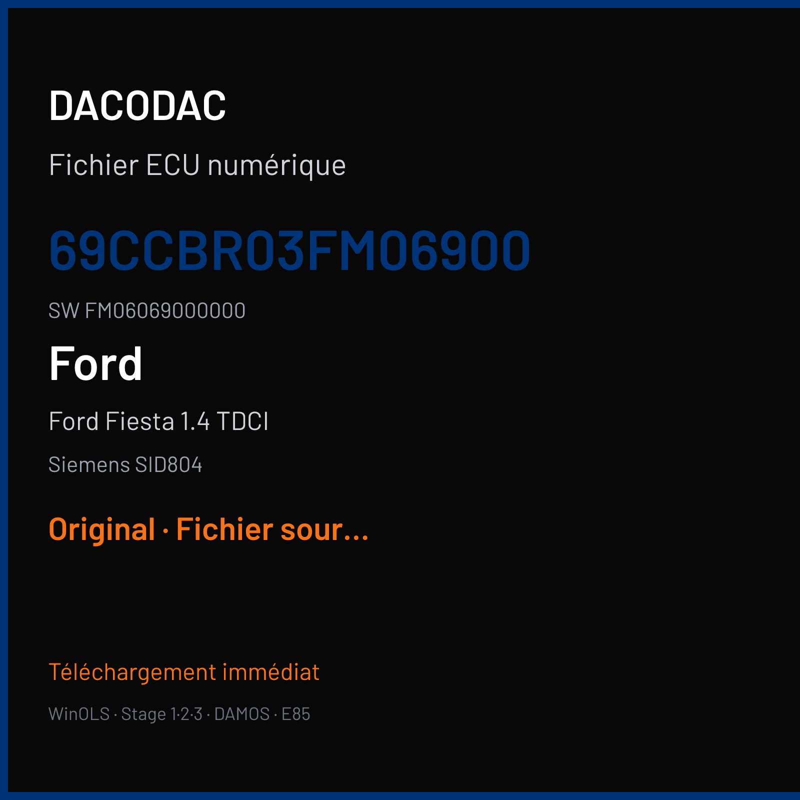 Ford Fiesta 1.4 TDCI (2004) — Siemens SID804 — 69ccbr03FM06900 · FM06069000000 — Original