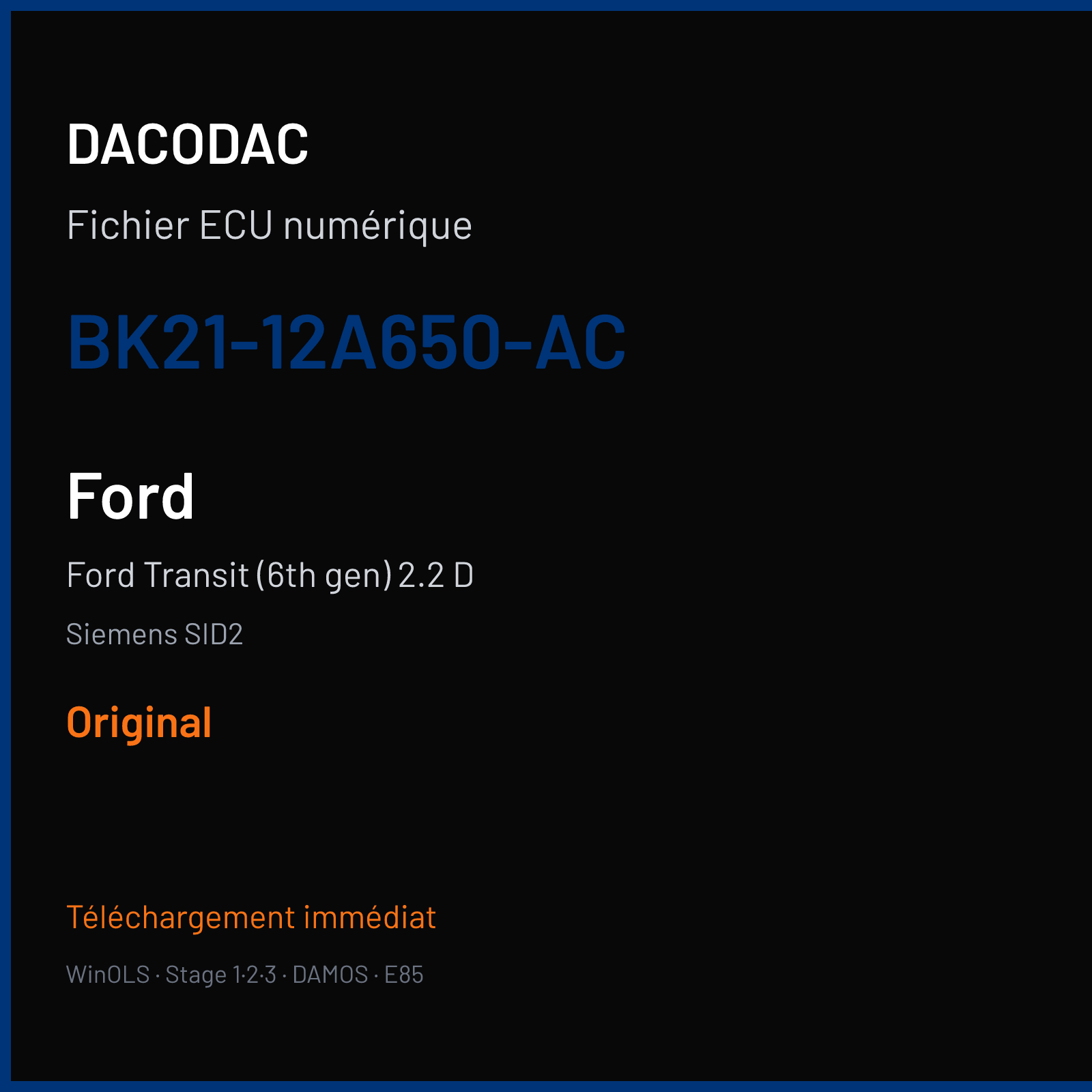 Ford Transit (6th gen) 2.2 D (2011) — Siemens SID2 — BK21-12A650-AC — Original