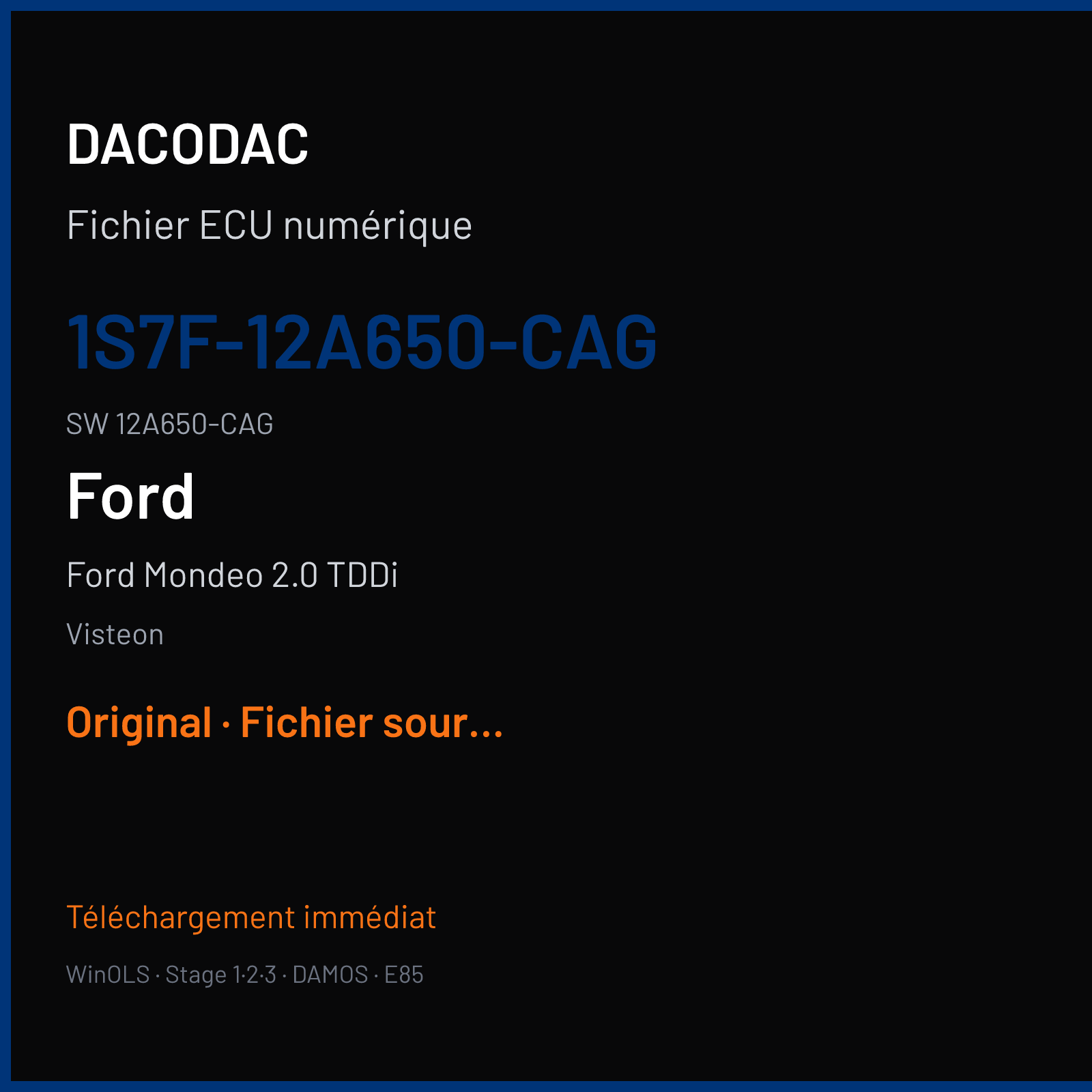 Ford Mondeo 2.0 TDDi 115 ch (2001) — Visteon — 1S7F-12A650-CAG · 12A650-CAG · G CAD 1H14 — Original