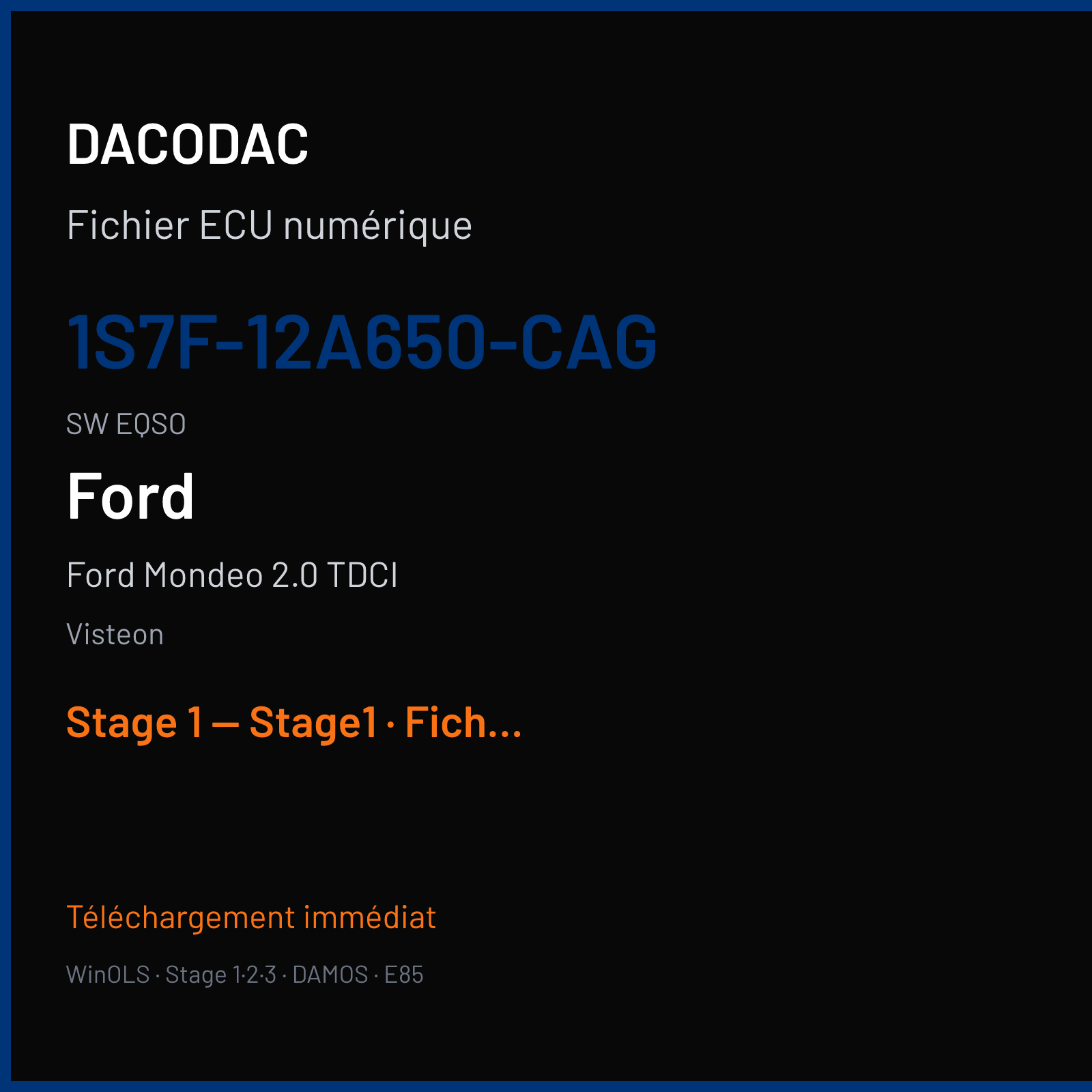 Ford Mondeo 2.0 TDCI (2001) — Visteon — 1S7F-12A650-CAG · EQSO — Stage 1 — Stage1