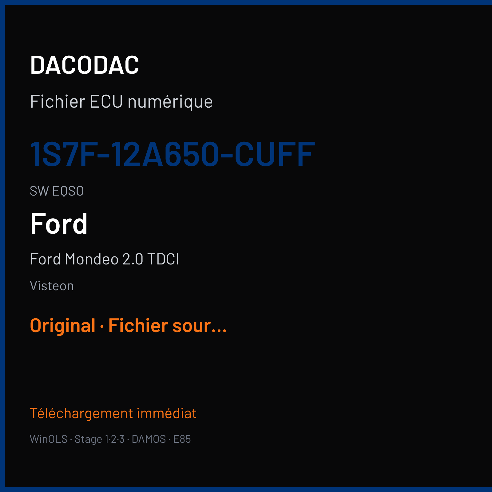 Ford Mondeo 2.0 TDCI (2002) — Visteon — 1S7F-12A650-CUFF · EQSO — Original