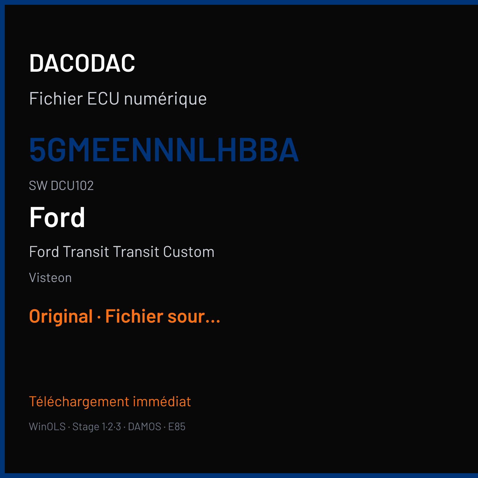 Ford Transit Transit Custom (2015) — Visteon — 5GMEENNNLHBBA · DCU102 — Original