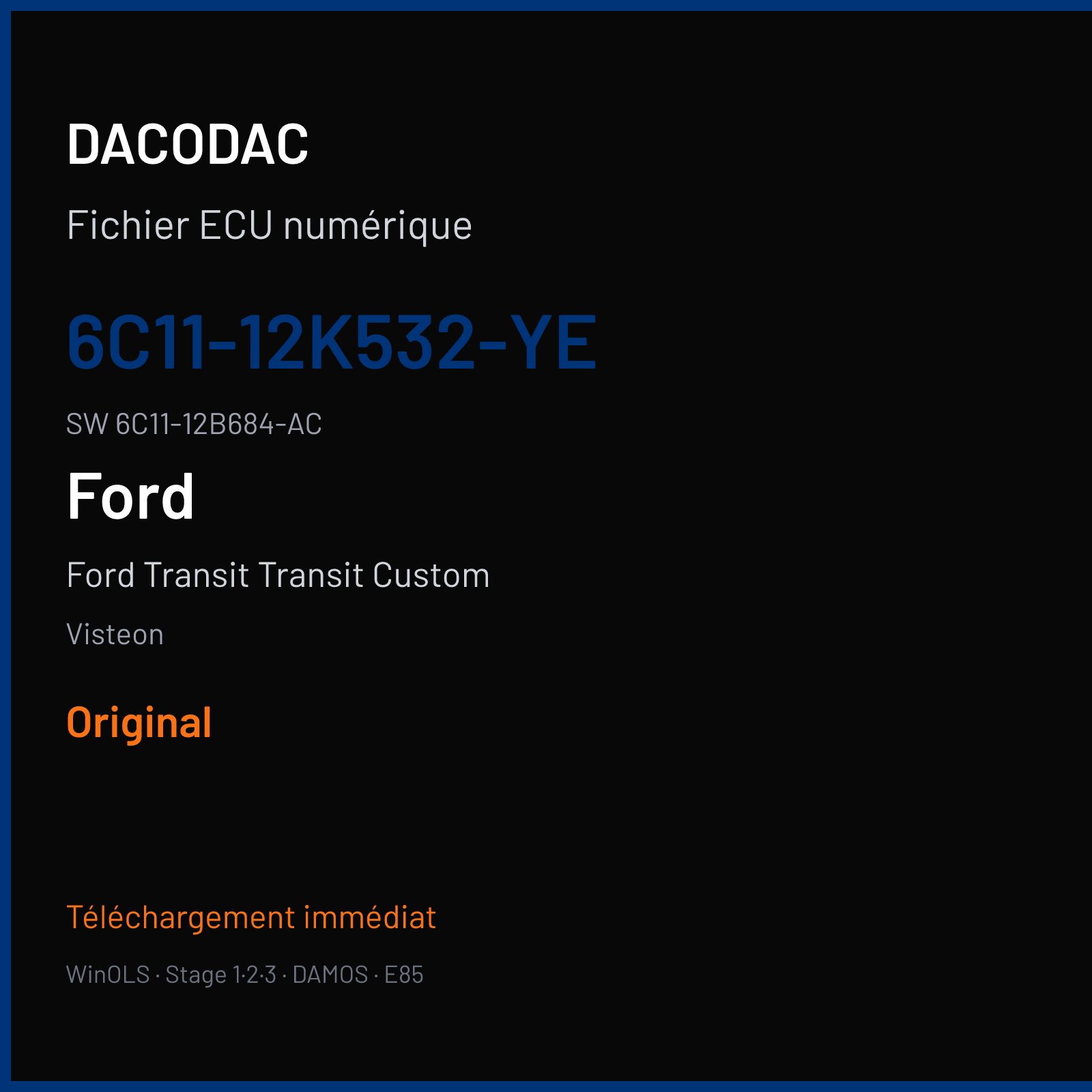 Ford Transit Transit Custom 114 ch (2011) — Visteon — 6C11-12K532-YE · 6C11-12B684-AC · 8C11-12A650-JE DCU106 — Original