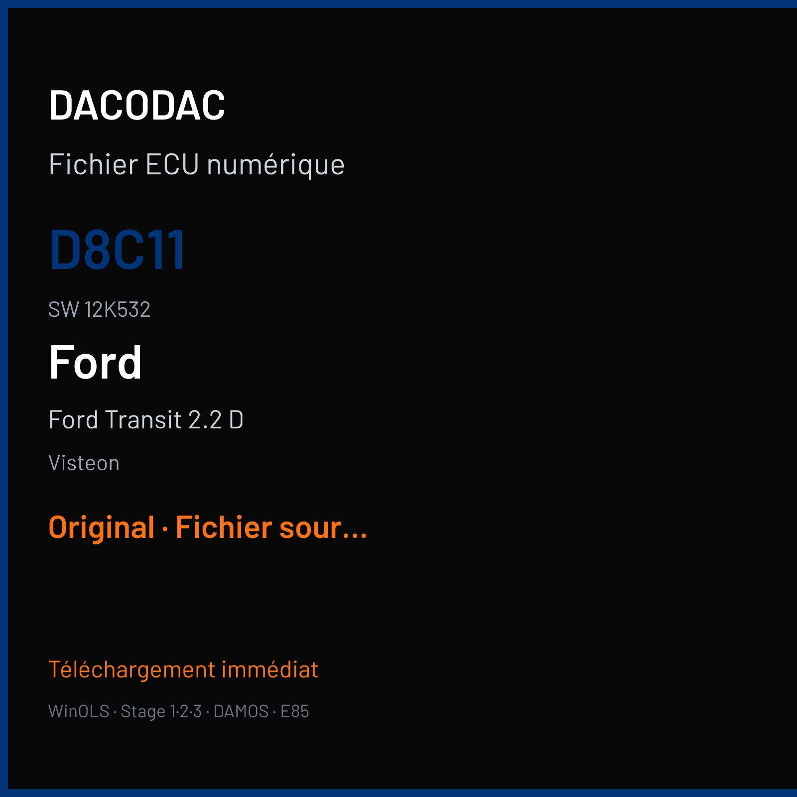 Ford Transit 2.2 D 116 ch (2009) — Visteon — D8C11 · 12K532 · UC 080815 8C11-12K532-VC 8C11-12K532-UC DCU102 — Original