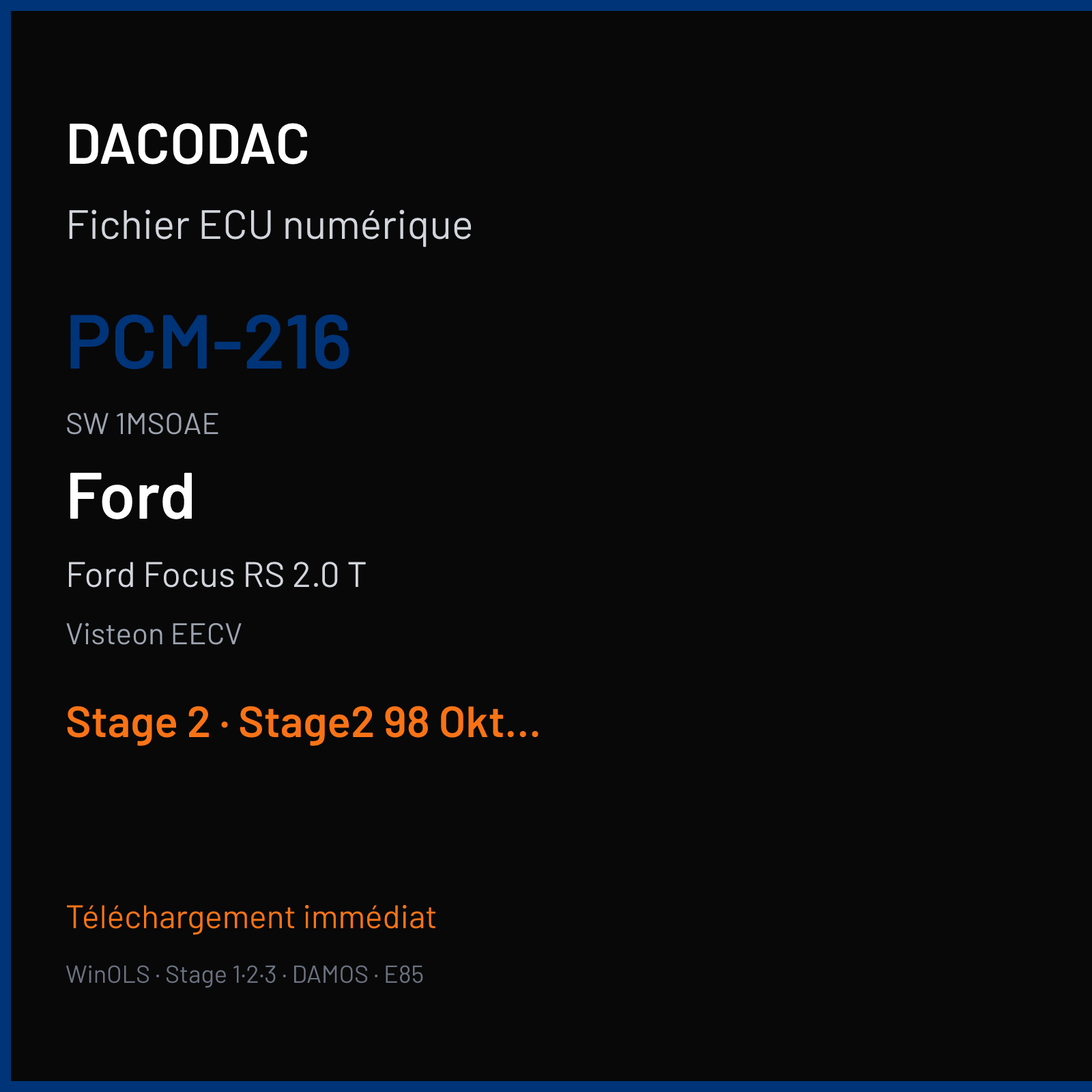 Ford Focus RS 2.0 T (2003) — Visteon EECV — PCM-216 · 1MSOAE — Stage 2