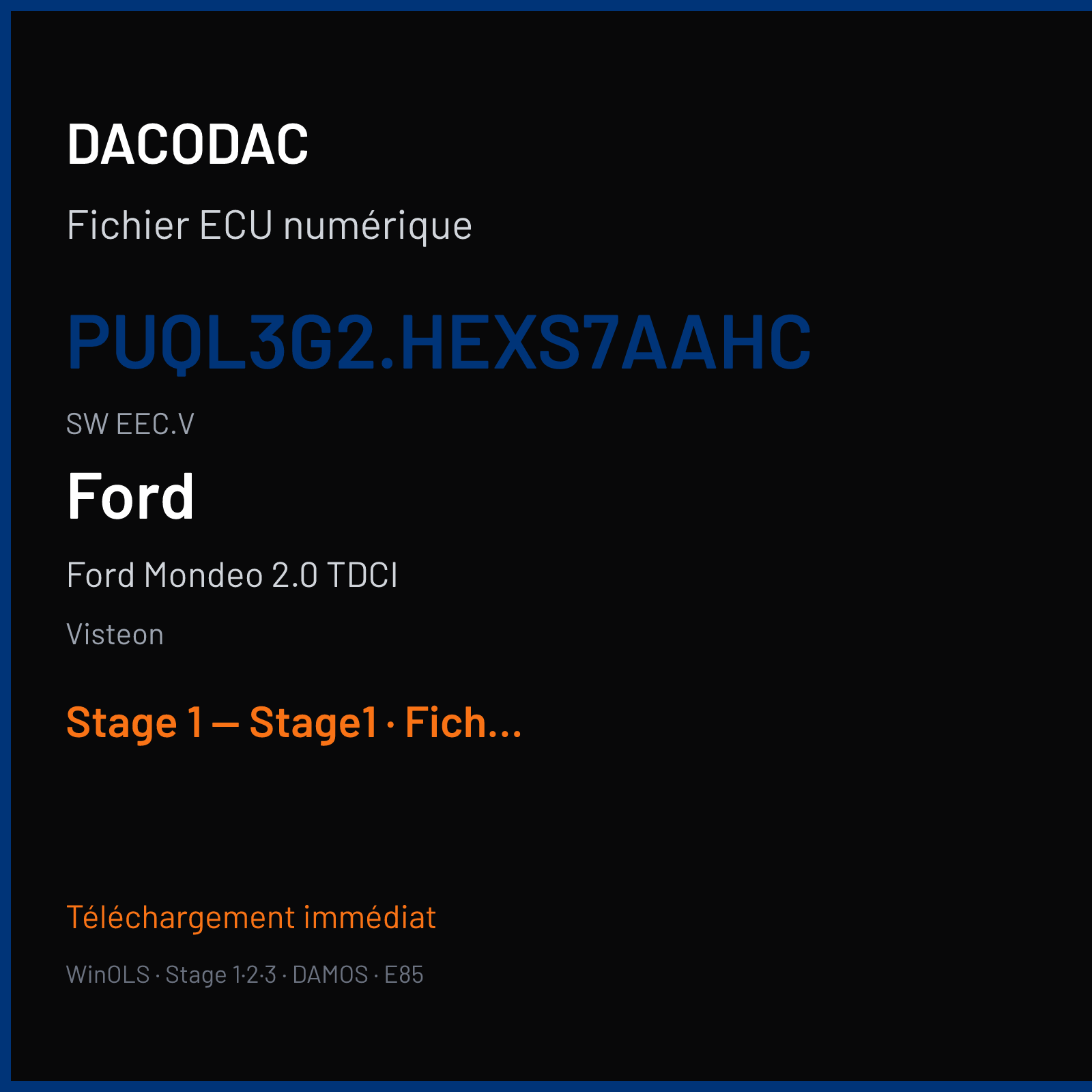 Ford Mondeo 2.0 TDCI (2002) — Visteon — PUQL3G2.HexS7AAHC · EEC.V — Stage 1 — Stage1