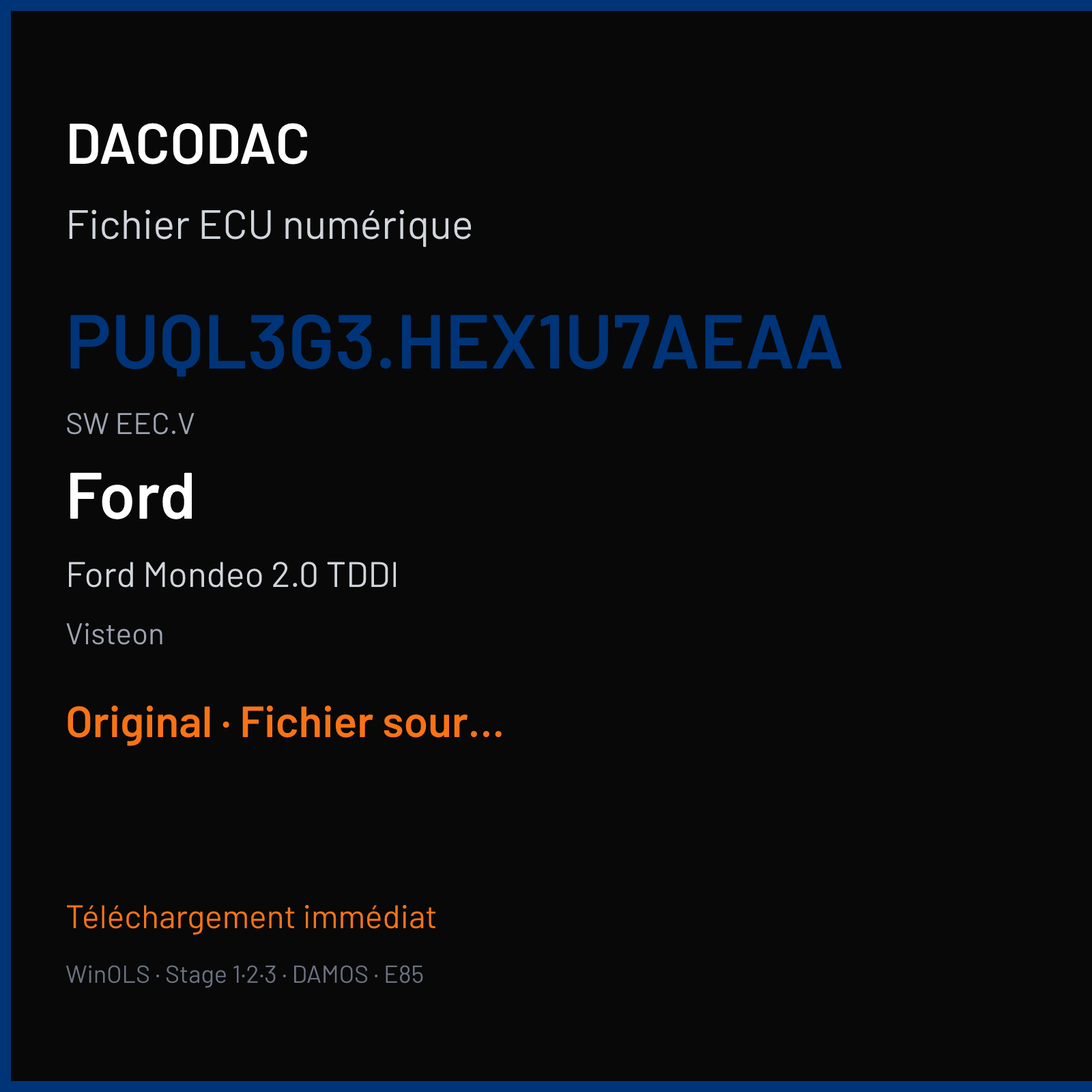Ford Mondeo 2.0 TDDI (2002) — Visteon — PUQL3G3.Hex1U7AEAA · EEC.V — Original