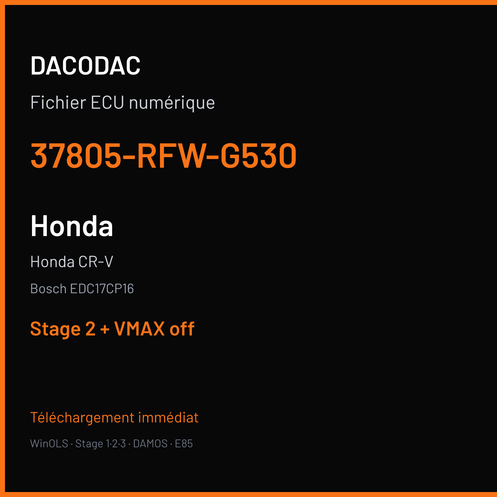 Honda CR-V (2010) — Bosch EDC17CP16 — 37805-RFW-G530 — Stage 2 + VMAX off