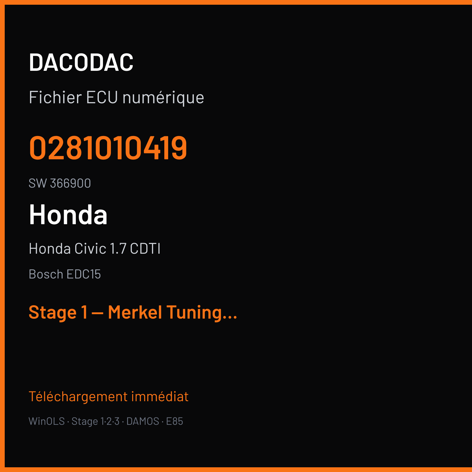 Honda Civic 1.7 CDTI (2002) — Bosch EDC15 — 0281010419 · 366900 — Stage 1 — Merkel Tuning kann man aber verbessern