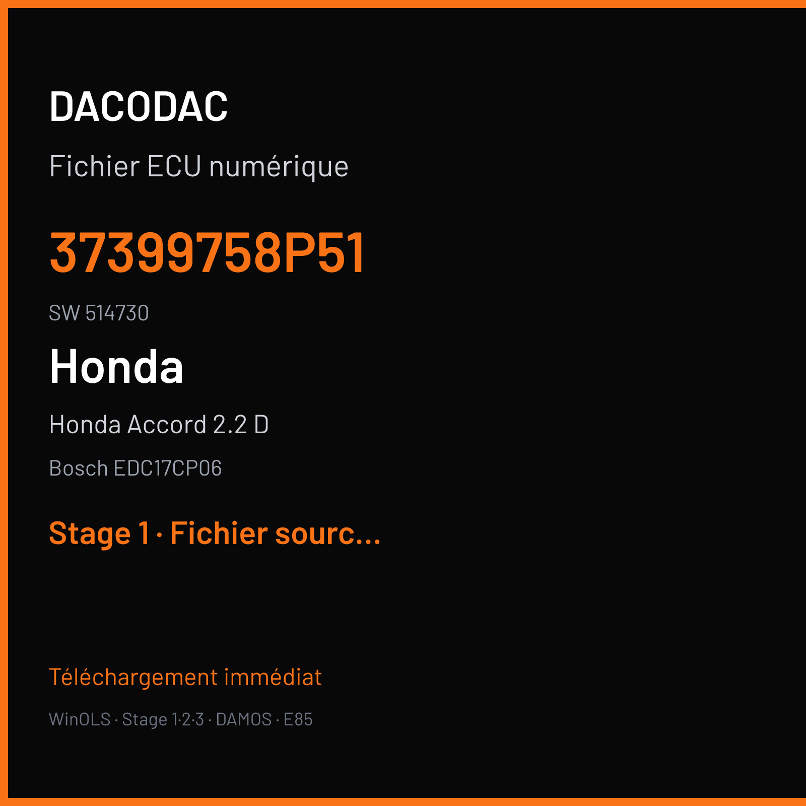 Honda Accord 2.2 D 150 ch (2011) — Bosch EDC17CP06 — 37399758P51 · 514730 — Stage 1