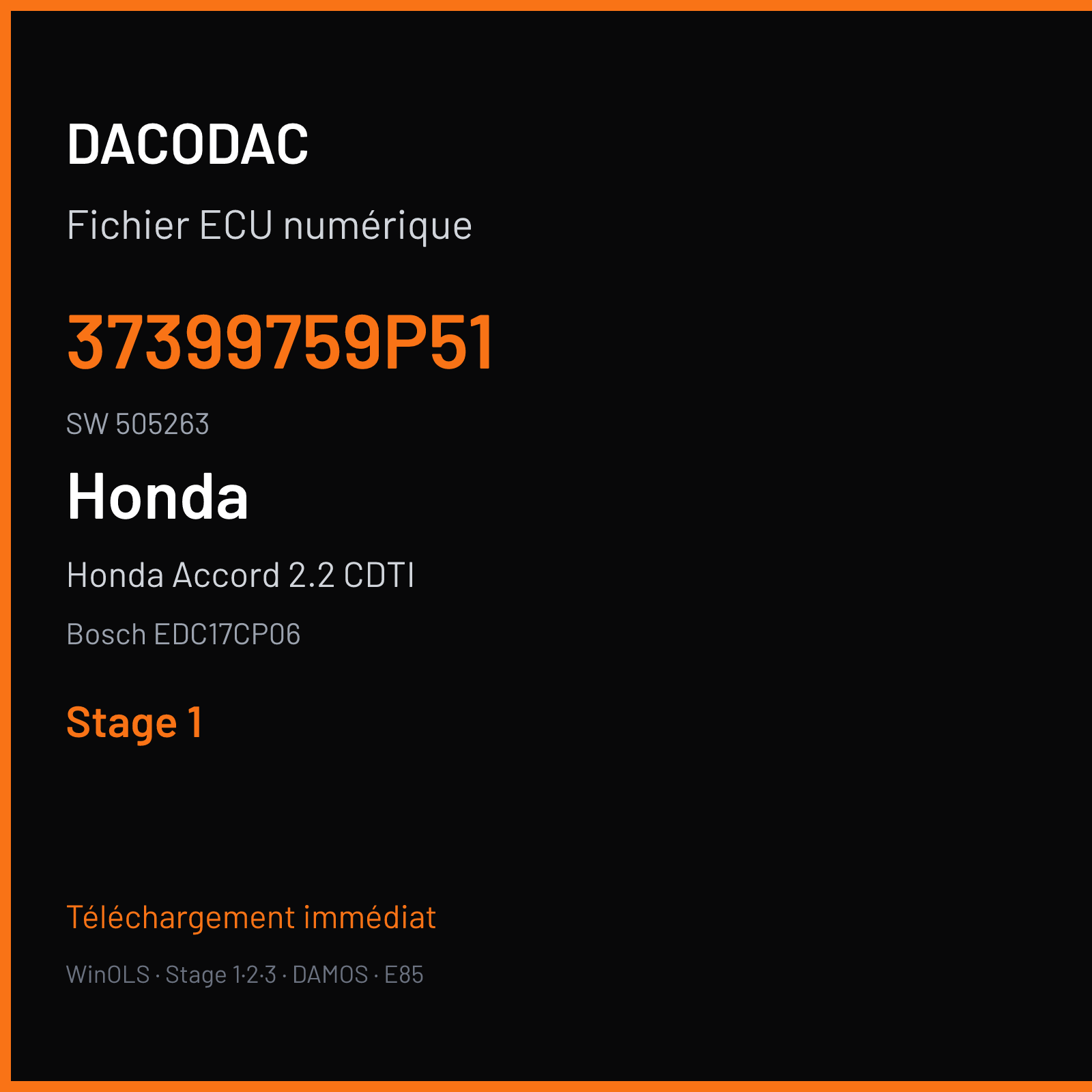 Honda Accord 2.2 CDTI (2009) — Bosch EDC17CP06 — 37399759P51 · 505263 — Stage 1
