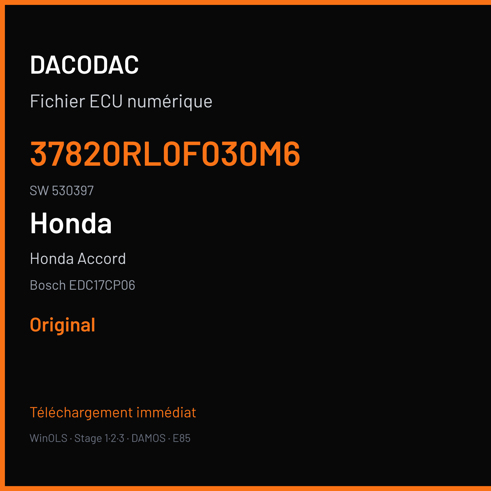 Honda Accord — Bosch EDC17CP06 — 37820RL0F030M6 · 530397 — Original