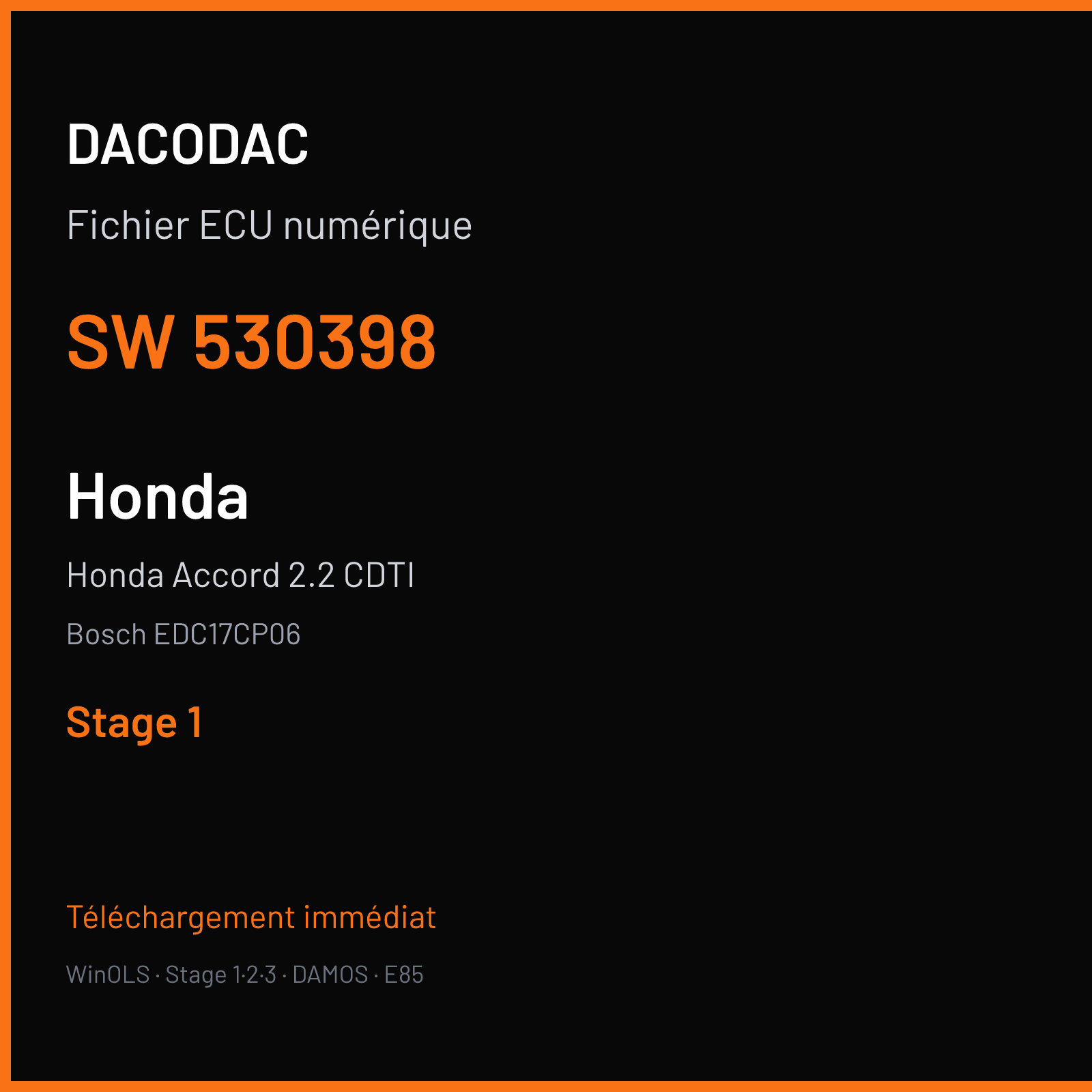 Honda Accord 2.2 CDTI (2009) — Bosch EDC17CP06 — 530398 — Stage 1