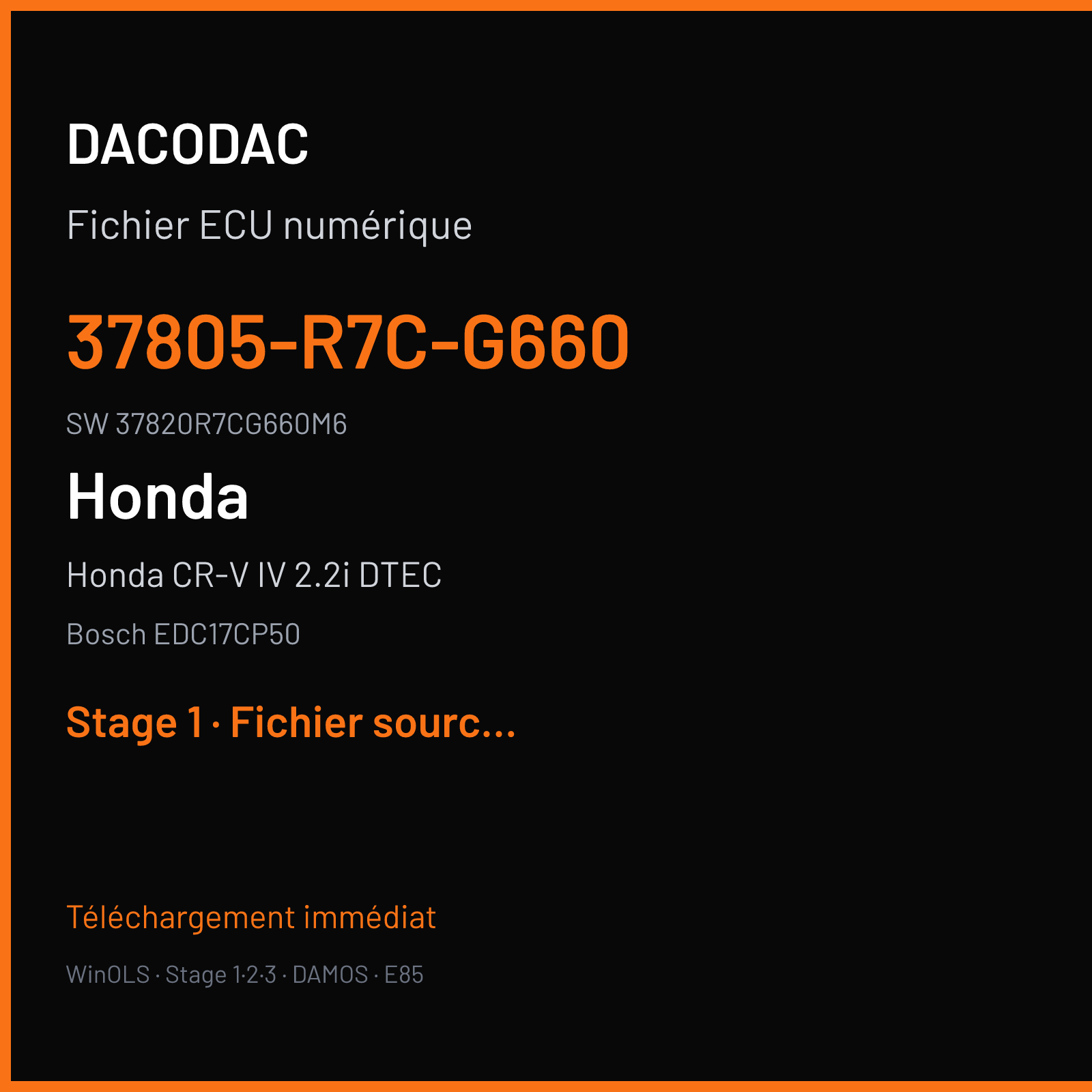 Honda CR-V IV 2.2i DTEC 150 ch (2015) — Bosch EDC17CP50 — 37805-R7C-G660 · 37820R7CG660M6 — Stage 1