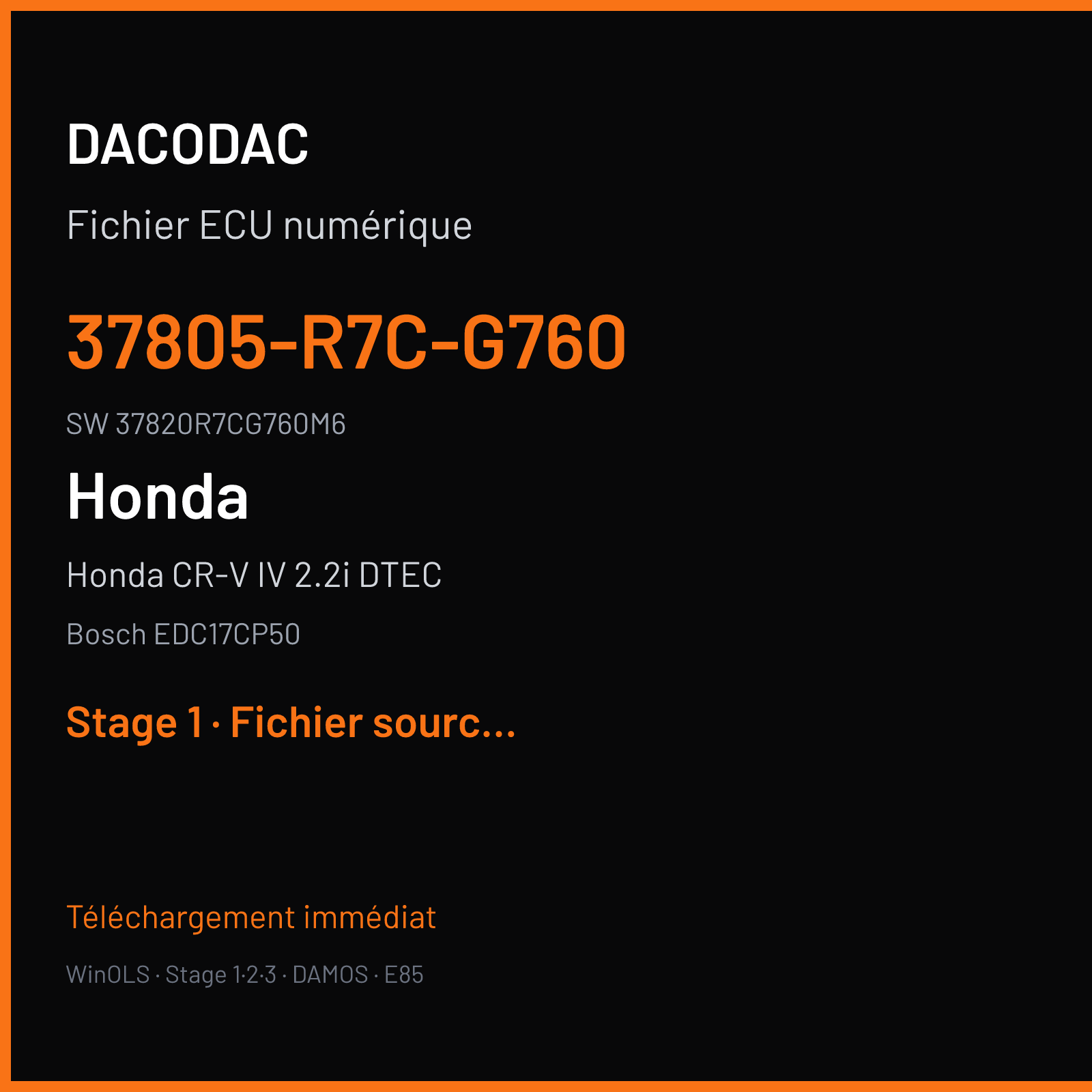 Honda CR-V IV 2.2i DTEC 150 ch (2013) — Bosch EDC17CP50 — 37805-R7C-G760 · 37820R7CG760M6 · 537857 — Stage 1