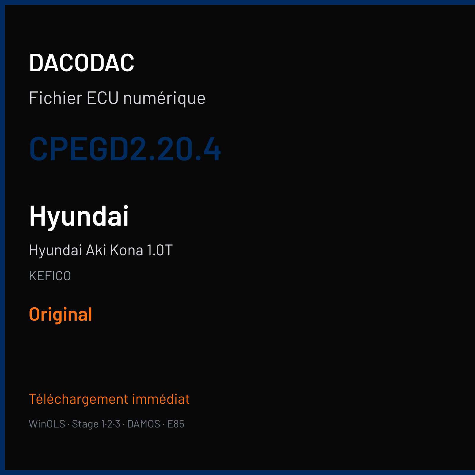 Hyundai Aki Kona 1.0T (2017) — KEFICO — CPEGD2.20.4 — Original