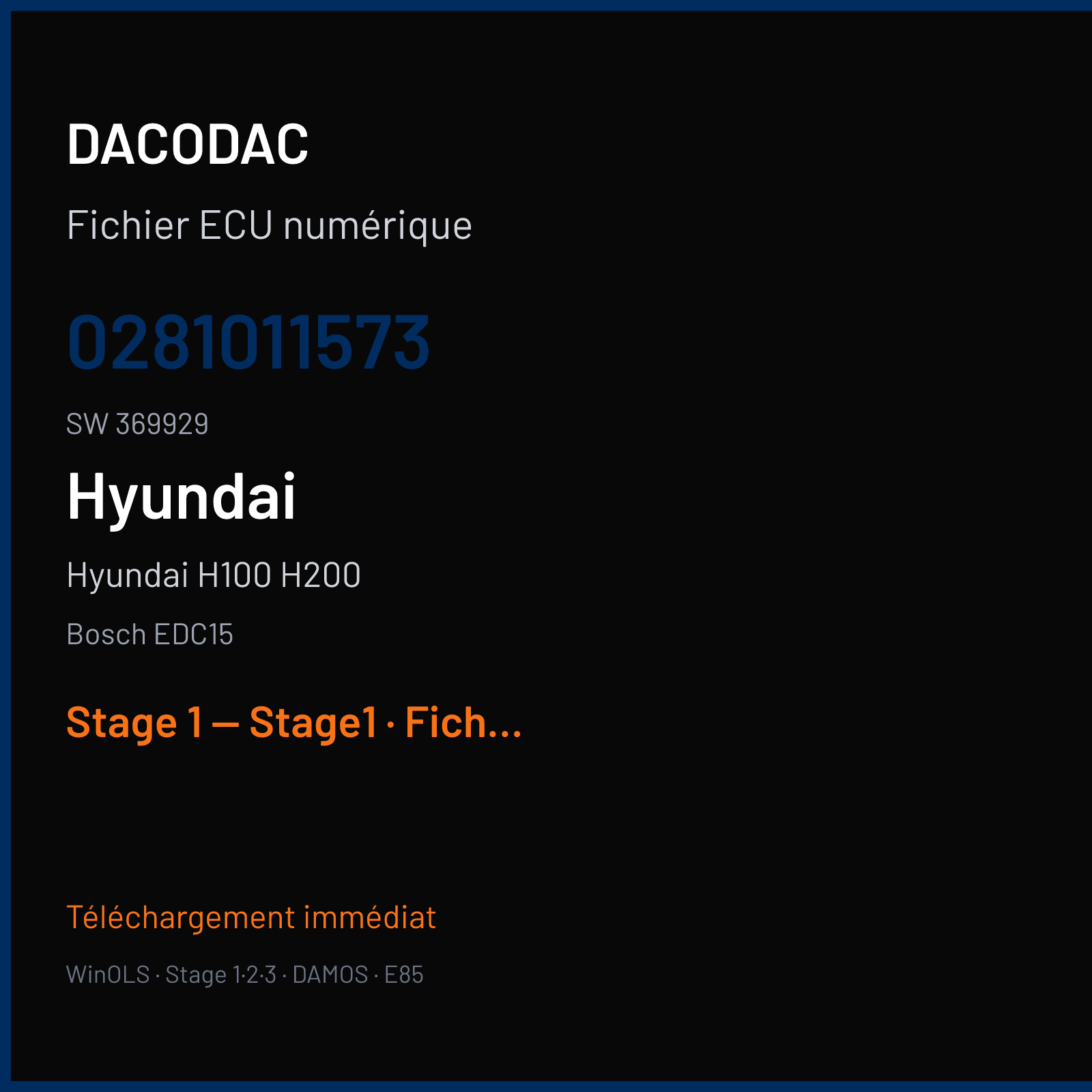 Hyundai H100 H200 (2003) — Bosch EDC15 — 0281011573 · 369929 — Stage 1 — Stage1