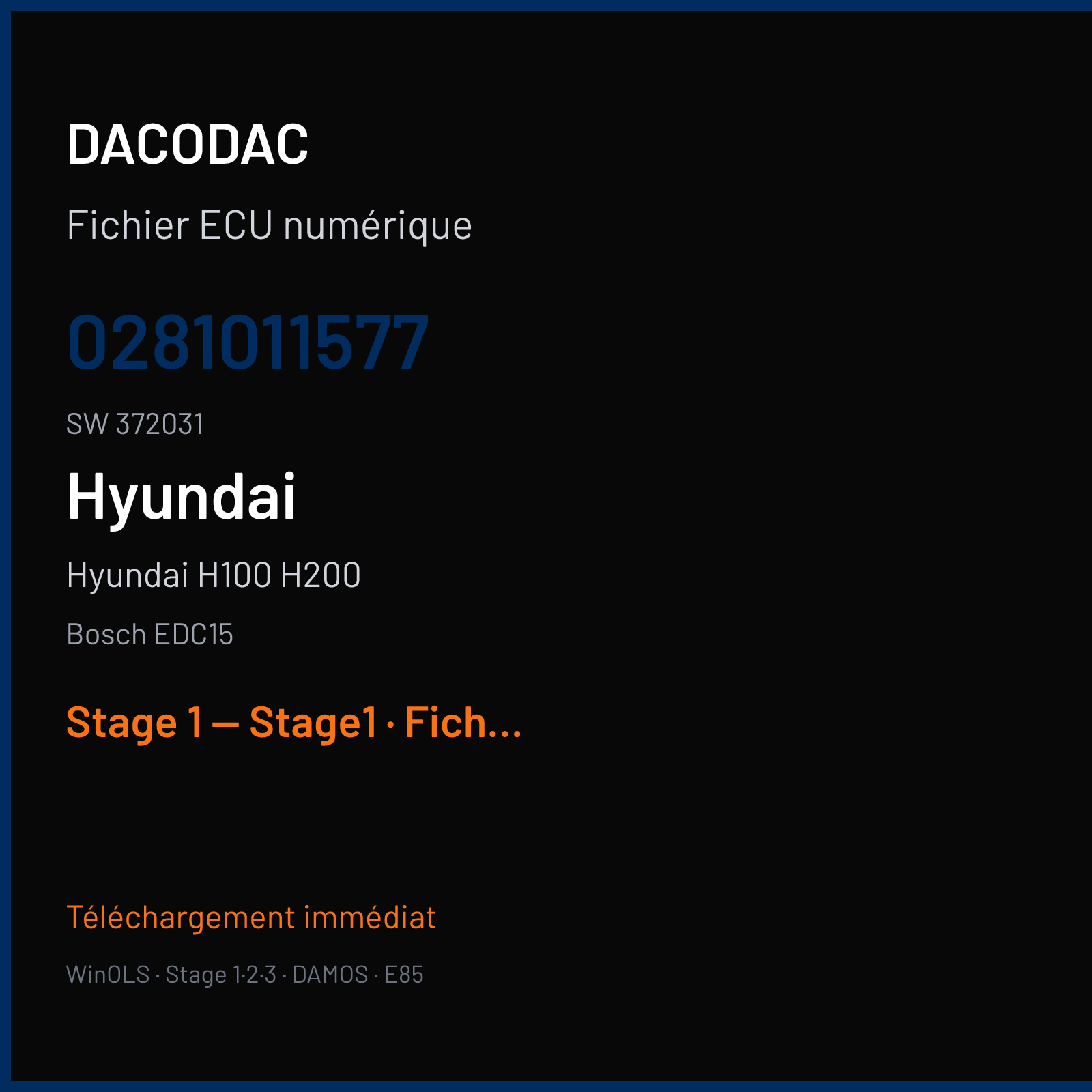 Hyundai H100 H200 (2004) — Bosch EDC15 — 0281011577 · 372031 — Stage 1 — Stage1