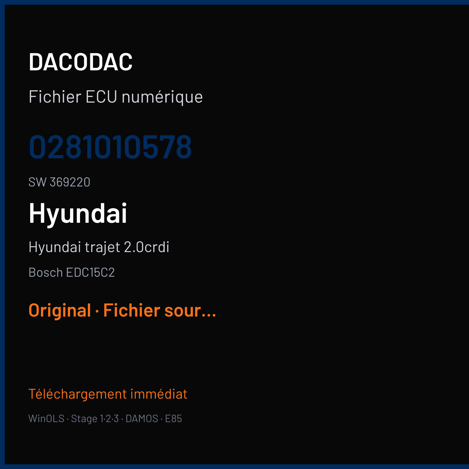 Hyundai trajet 2.0crdi (2006) — Bosch EDC15C2 — 0281010578 · 369220 — Original