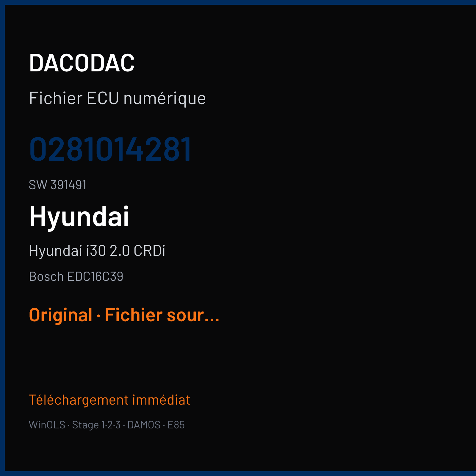 Hyundai i30 2.0 CRDi (2008) — Bosch EDC16C39 — 0281014281 · 391491 — Original