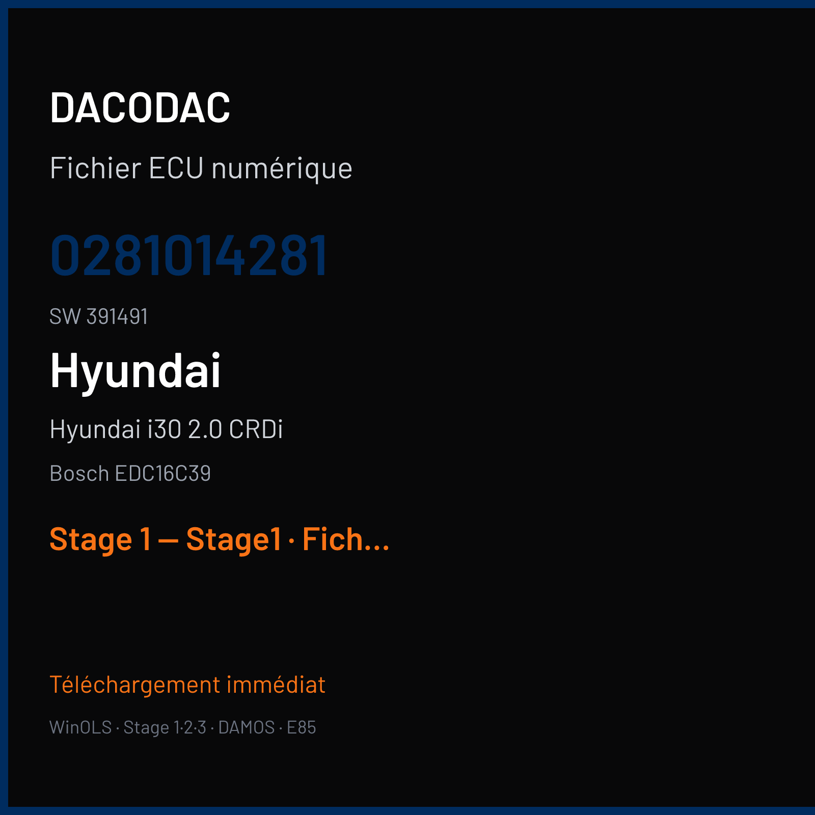 Hyundai i30 2.0 CRDi (2008) — Bosch EDC16C39 — 0281014281 · 391491 — Stage 1 — Stage1