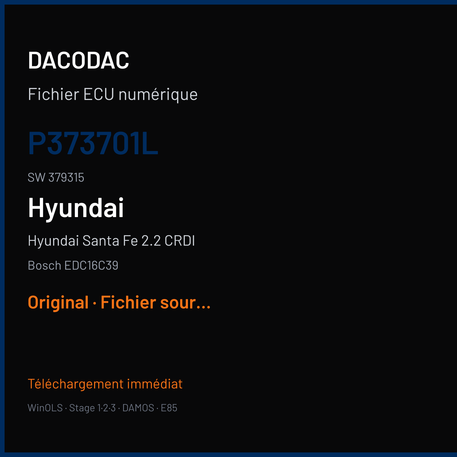 Hyundai Santa Fe 2.2 CRDI (2006) — Bosch EDC16C39 — P373701L · 379315 — Original