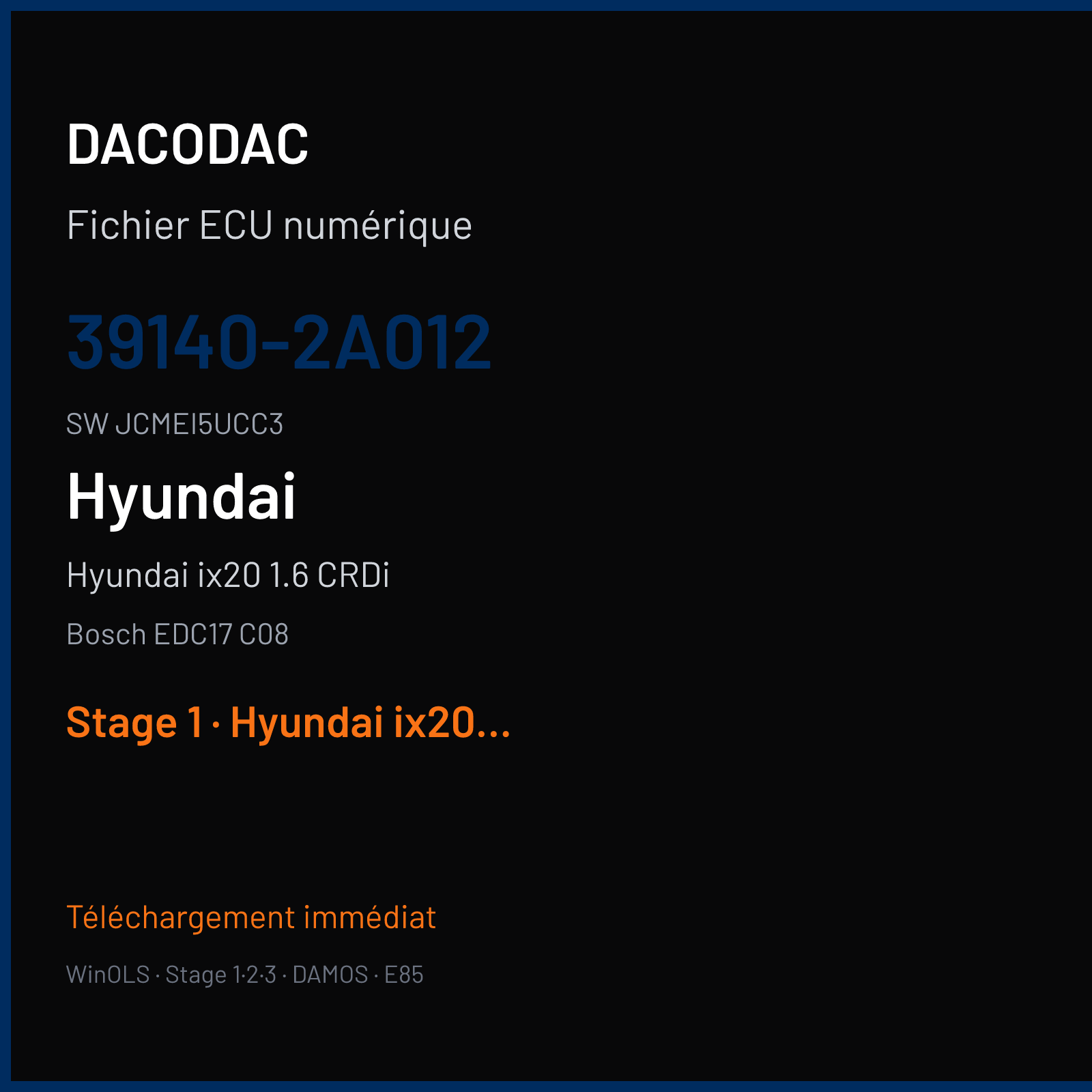 Hyundai ix20 1.6 CRDi 115 ch (2014) — Bosch EDC17 C08 — 39140-2A012 · JCMEI5UCC3 · 536151 — Stage 1