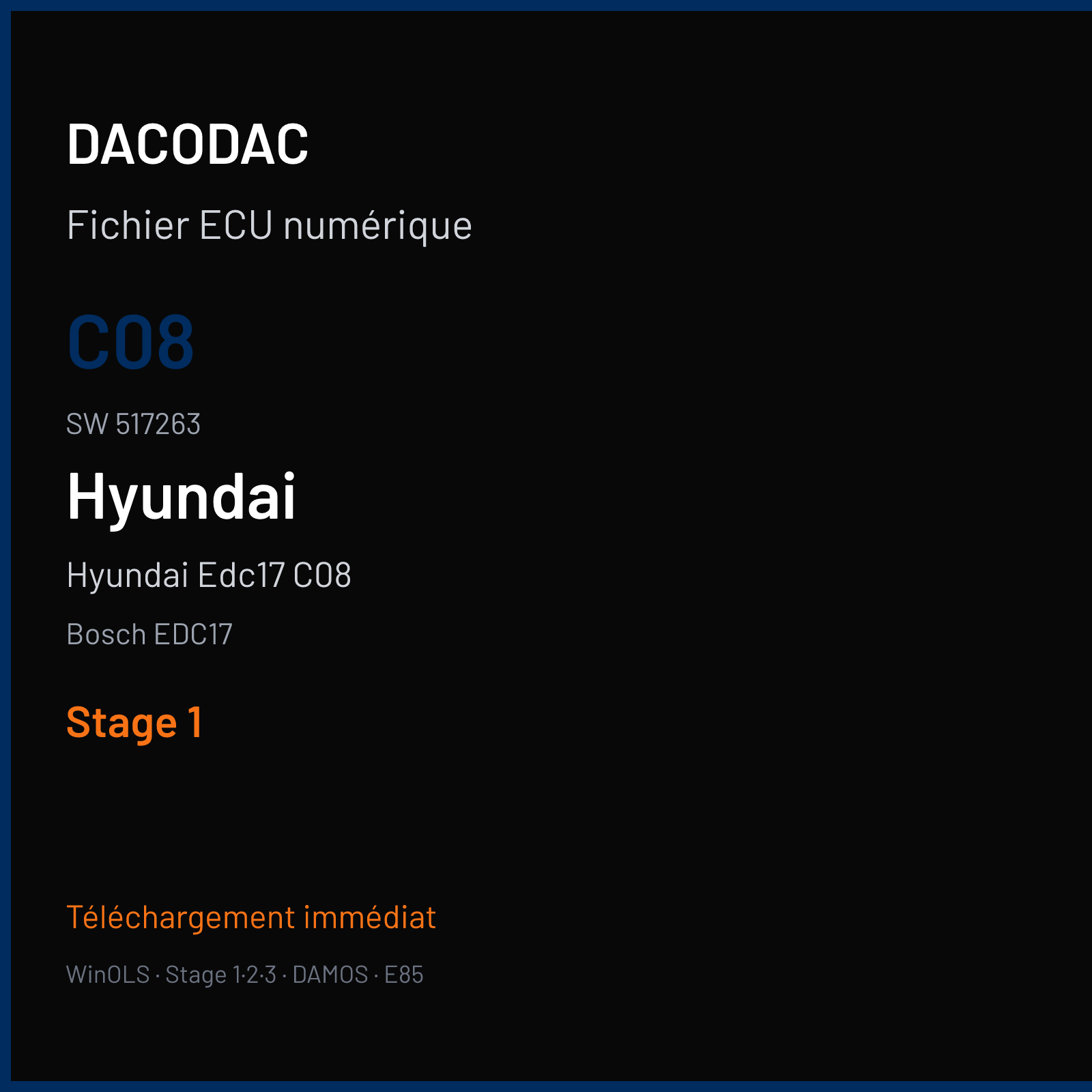 Hyundai Edc17 C08 (2011) — Bosch EDC17 — C08 · 517263 — Stage 1
