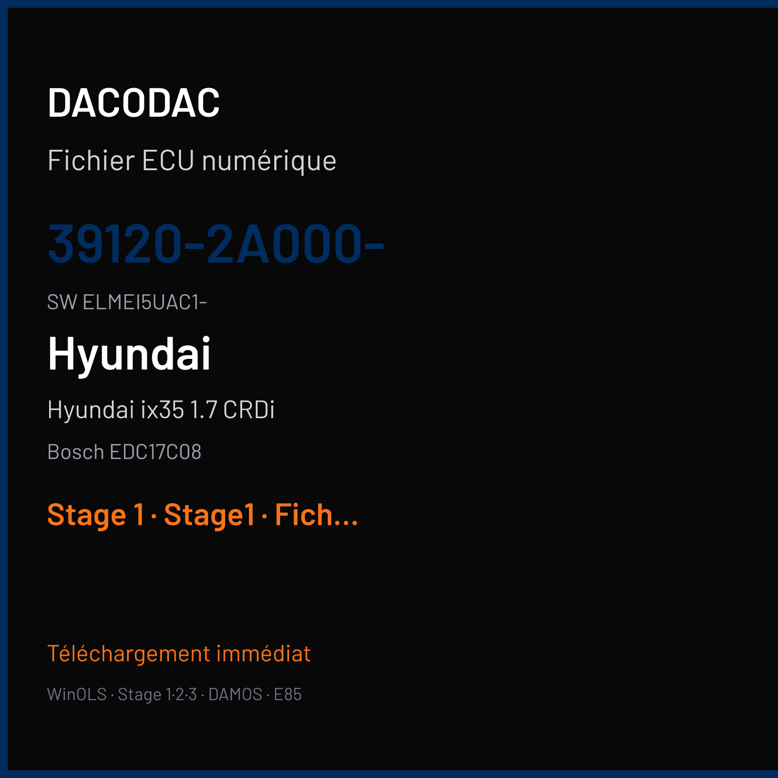 Hyundai ix35 1.7 CRDi 116 ch (2012) — Bosch EDC17C08 — 39120-2A000- · ELMEI5UAC1- · 1037524278 P610D10I — Stage 1