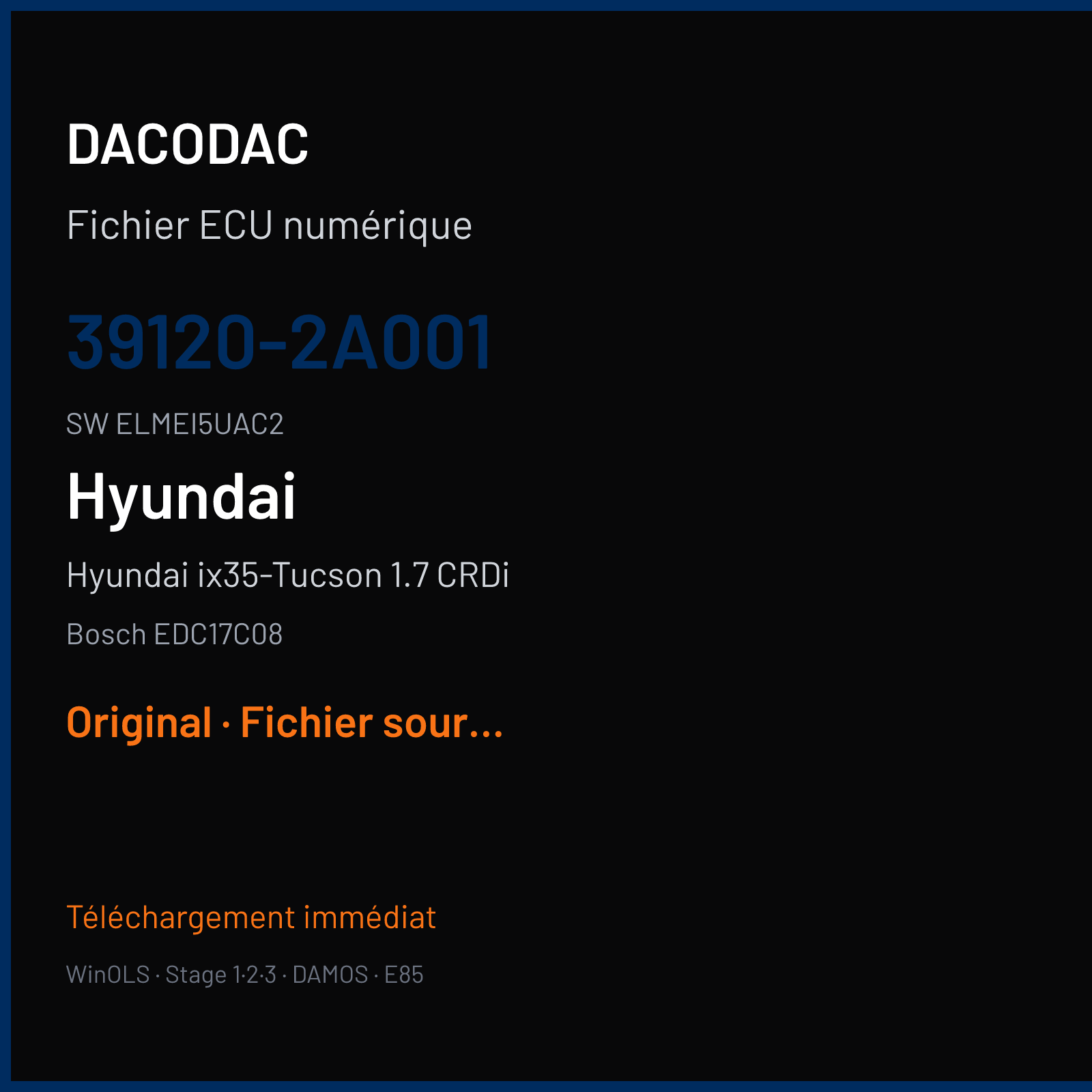 Hyundai ix35-Tucson 1.7 CRDi 115 ch (2013) — Bosch EDC17C08 — 39120-2A001 · ELMEI5UAC2 · 535990 — Original
