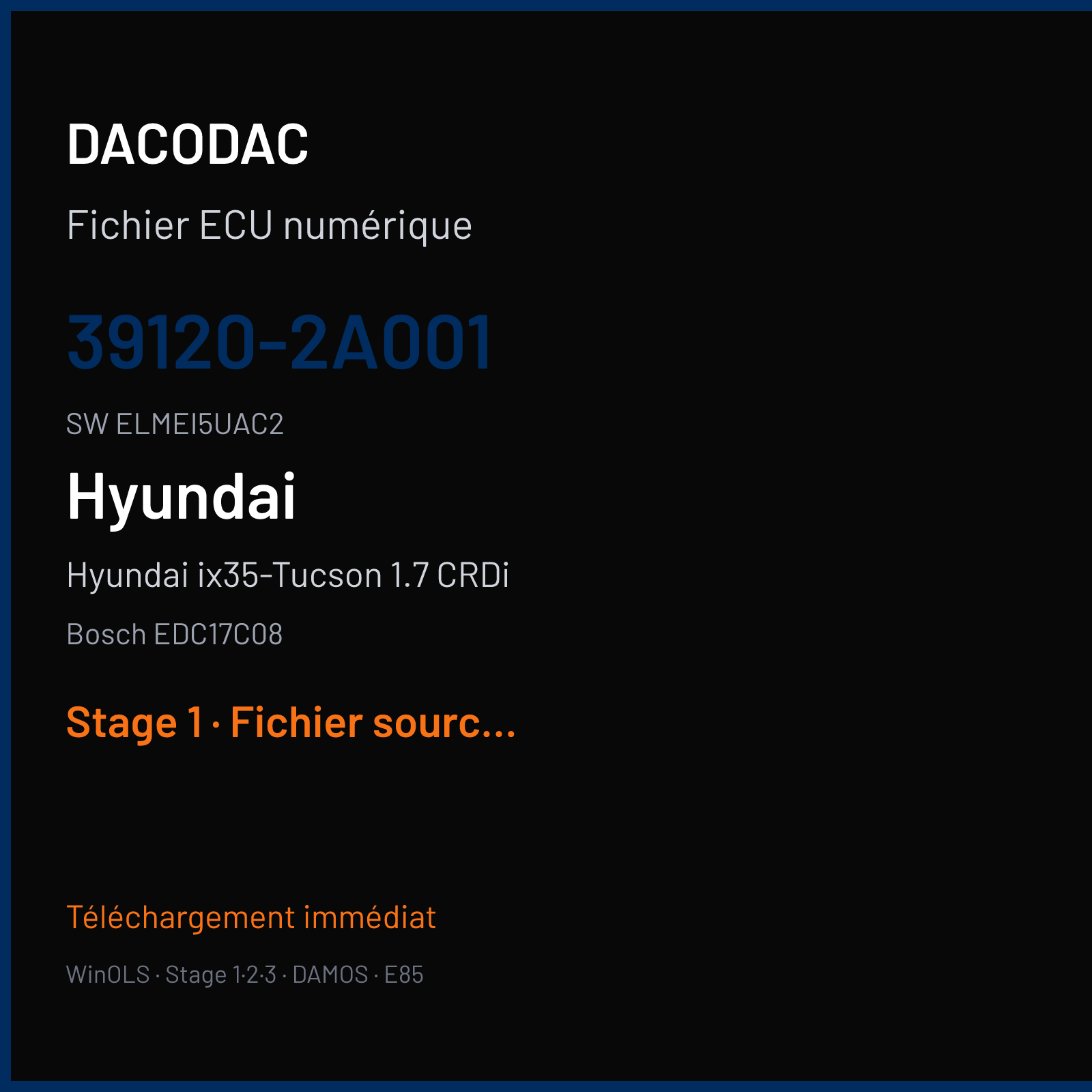 Hyundai ix35-Tucson 1.7 CRDi 115 ch (2013) — Bosch EDC17C08 — 39120-2A001 · ELMEI5UAC2 · 535990 — Stage 1