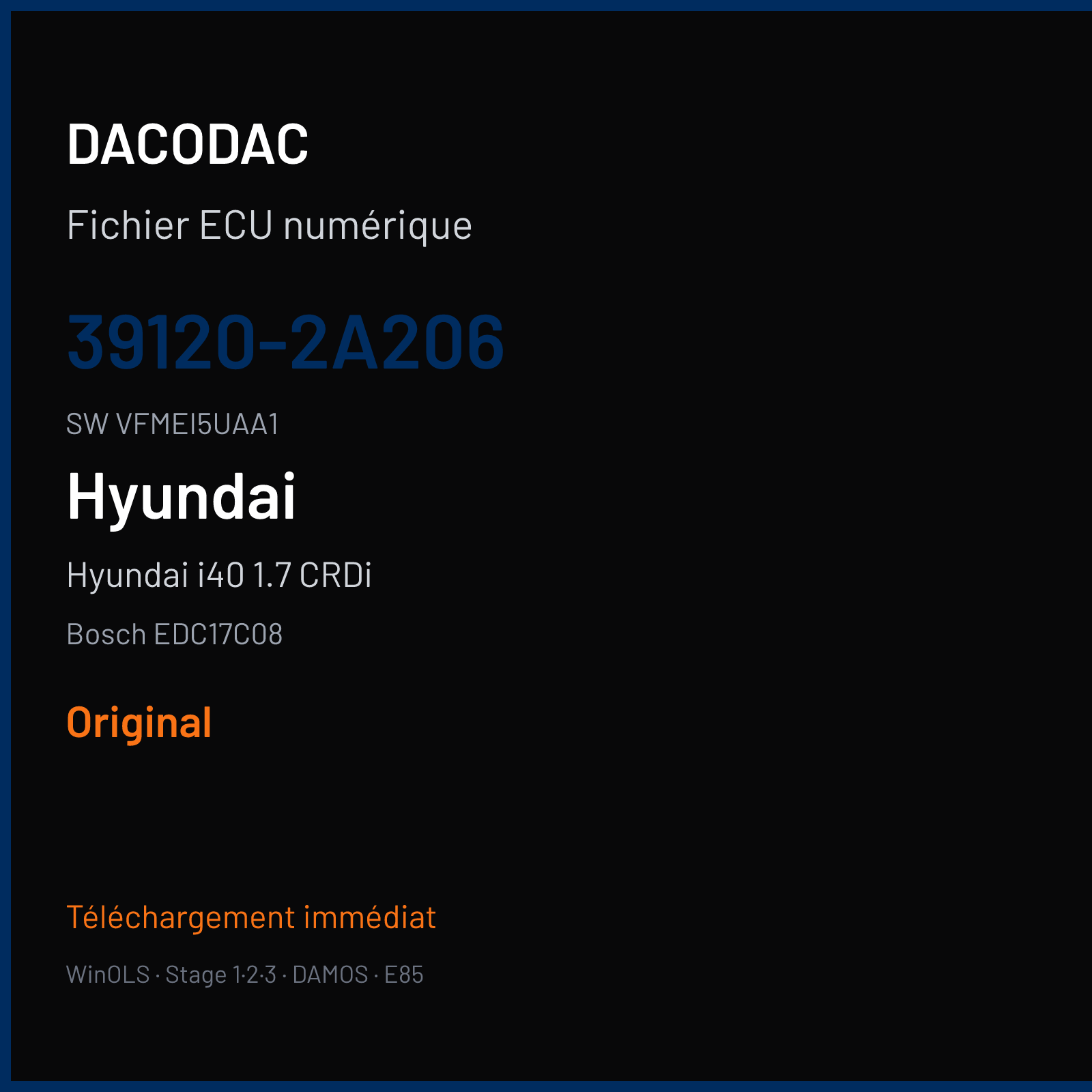 Hyundai i40 1.7 CRDi 136 ch (2012) — Bosch EDC17C08 — 39120-2A206 · VFMEI5UAA1 · 522448 — Original