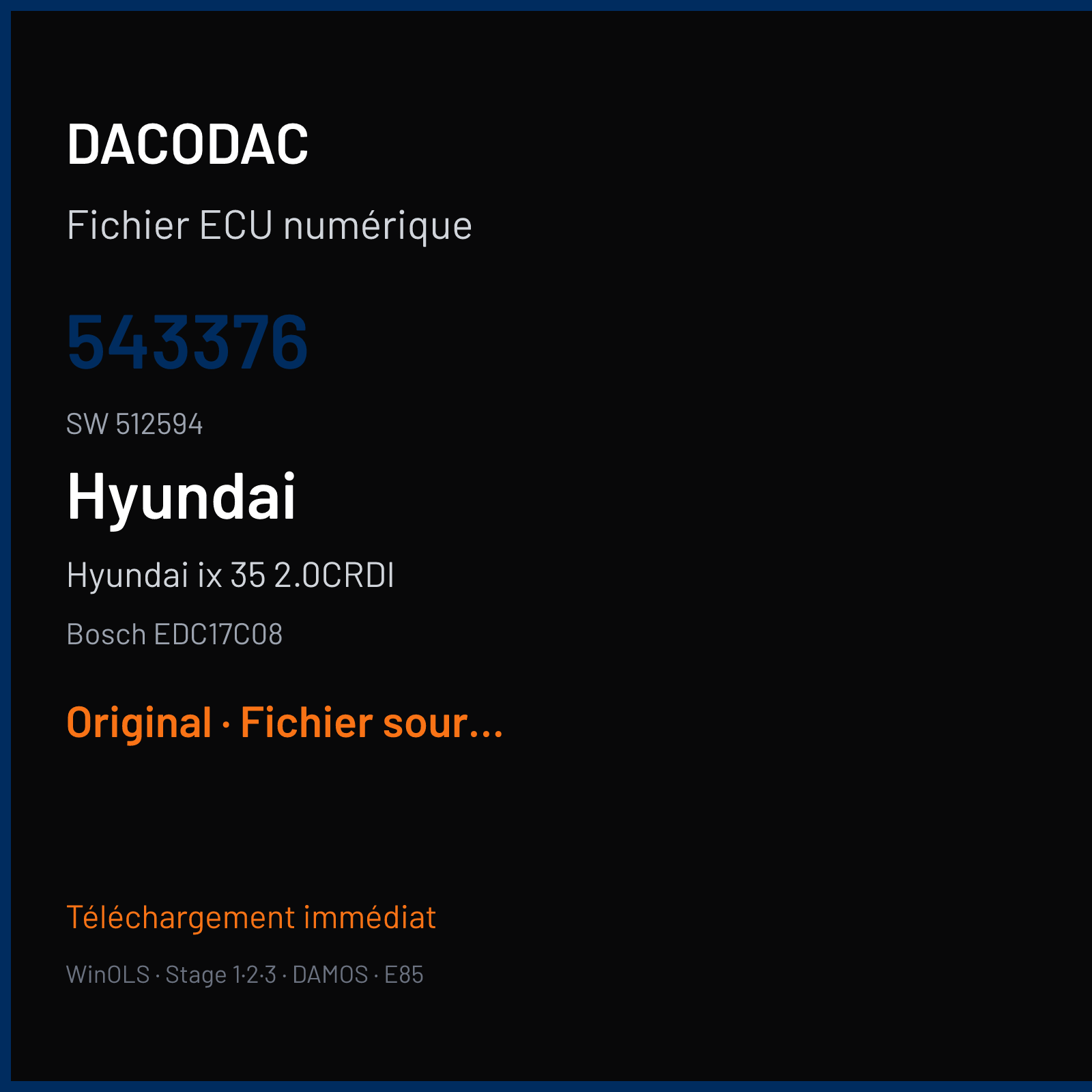 Hyundai ix 35 2.0CRDI (2011) — Bosch EDC17C08 — 543376 · 512594 — Original