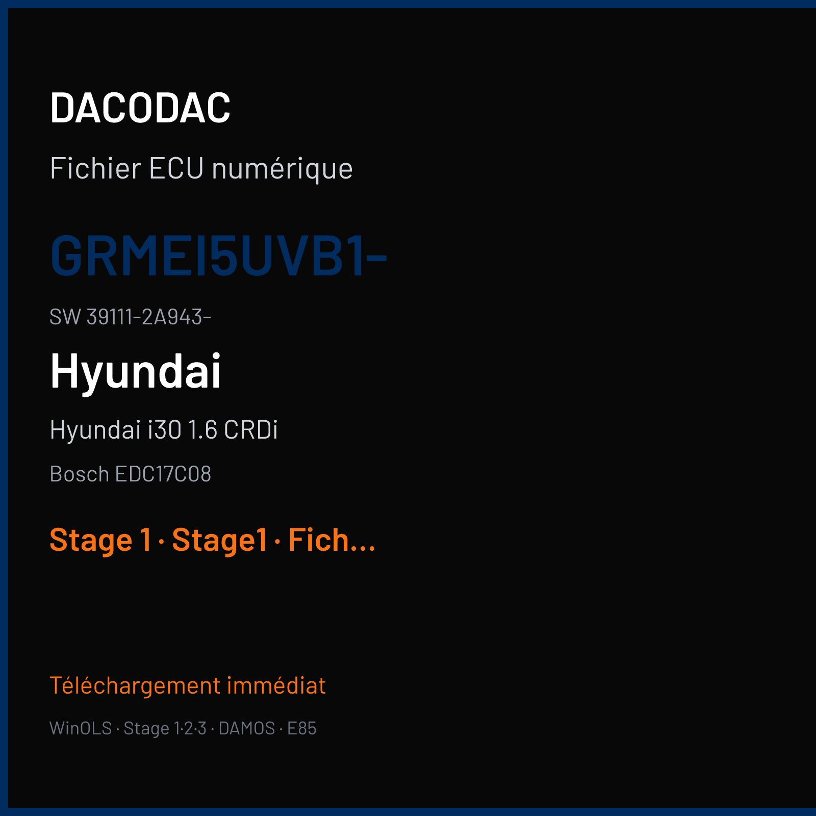 Hyundai i30 1.6 CRDi (2011) — Bosch EDC17C08 — GRMEI5UVB1- · 39111-2A943- — Stage 1